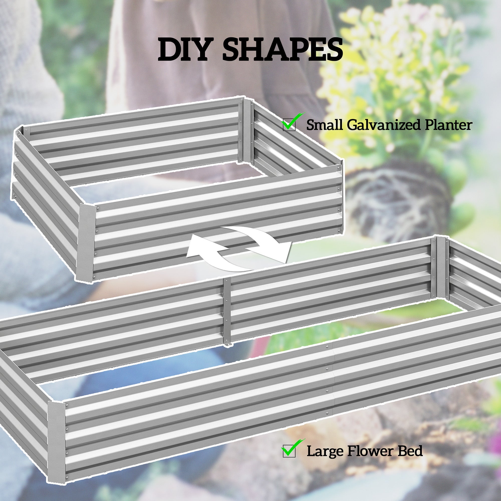 95" x 36" x 12" Galvanized Raised Garden Bed, Easy DIY and Cleaning for Growing Flowers, Herbs, Succulents, Silver - Silver - Image 5
