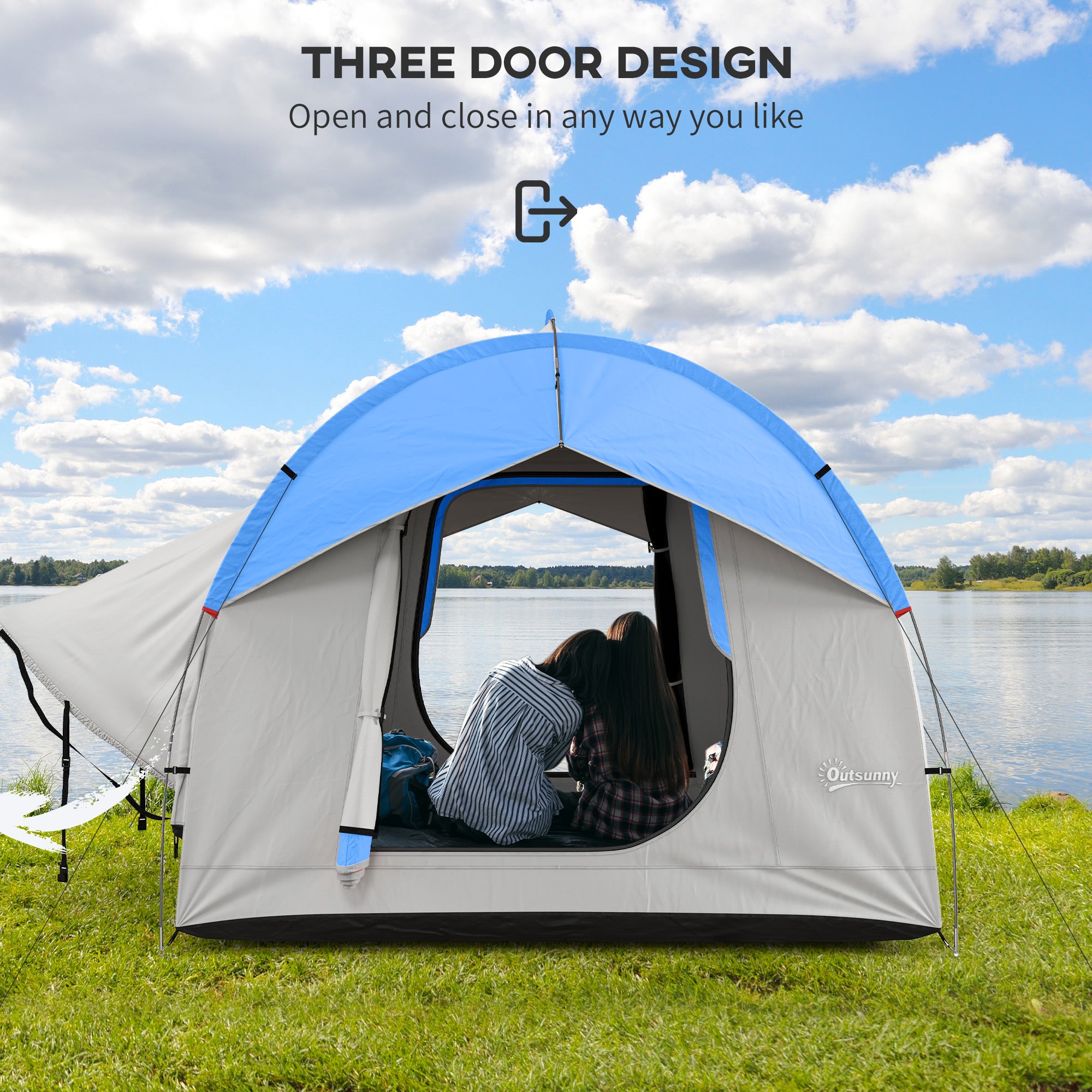 2000mm Waterproof SUV Tent, Car Tent with 3 Doors and Mesh Window, for 5-6 Person Camping Travel, Gray and Blue