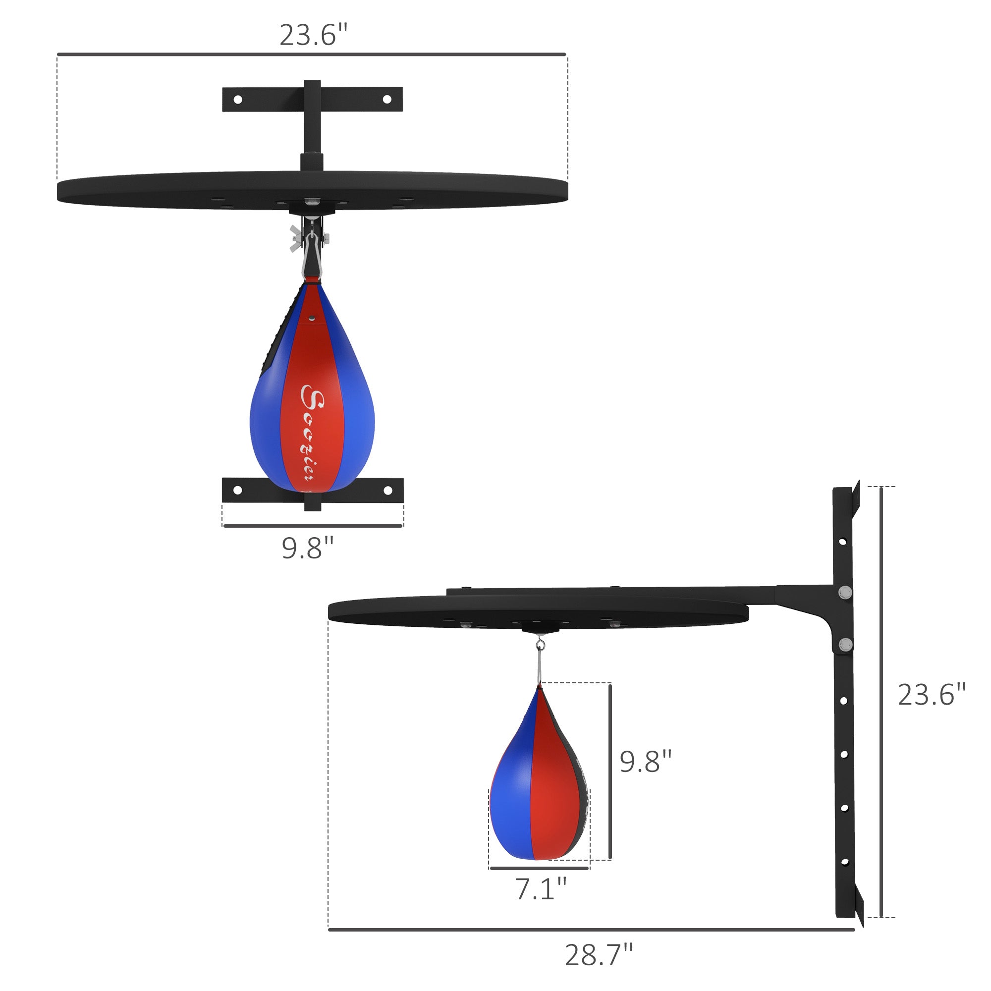 Wall Mounted Speed Bag Platform, Height Adjustable Punching Bag Training Kit