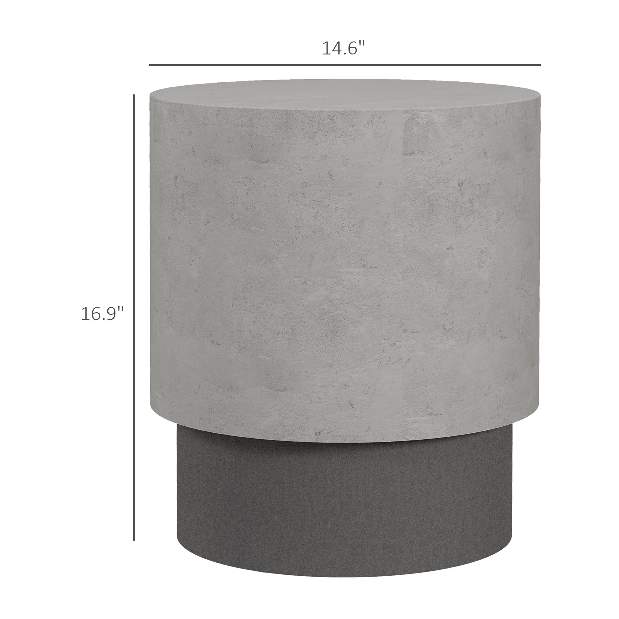 Lightweight Accent Table with Concrete Finish, Round Side Table with 4 Adjustable Feet for Indoor, Outdoor, Gray