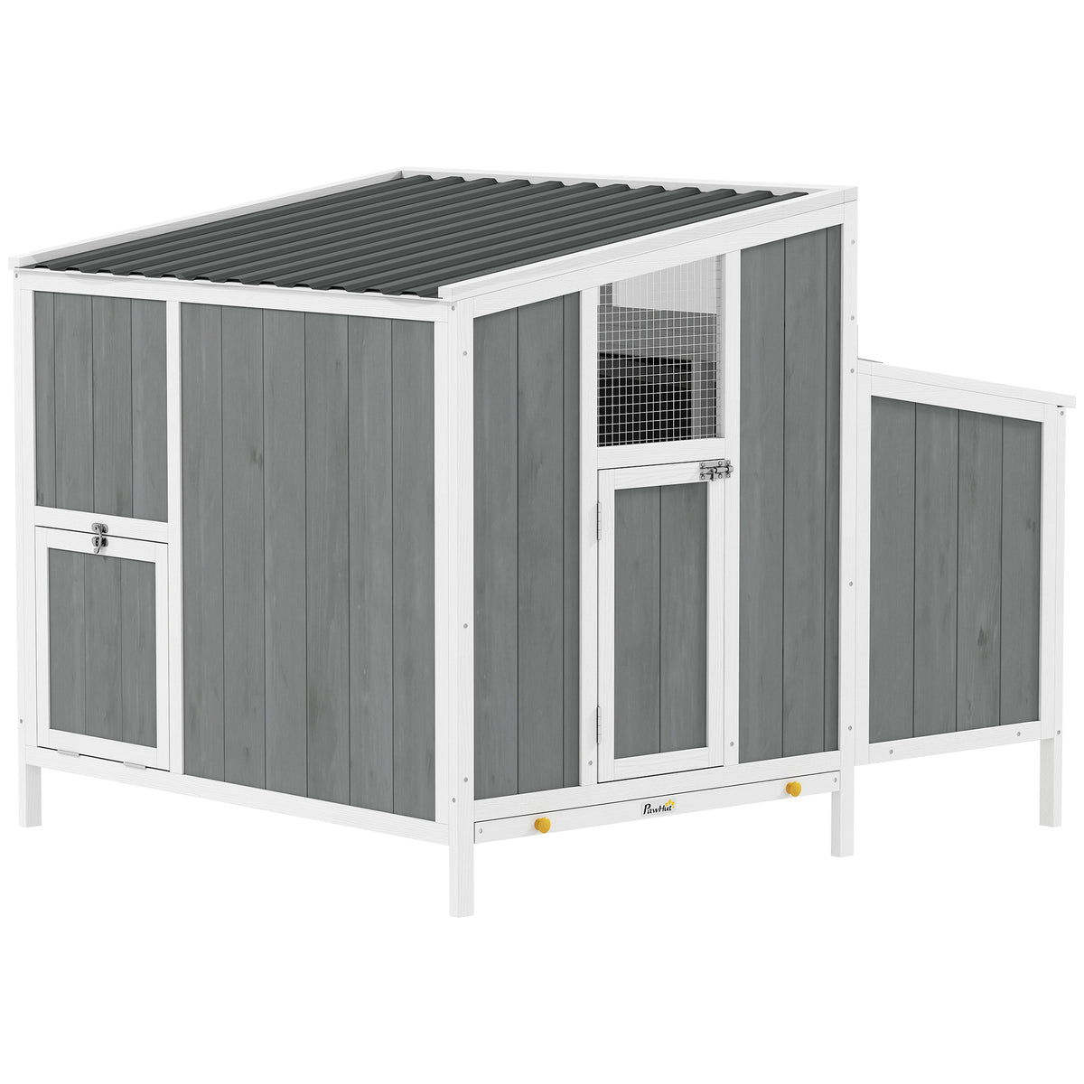 Chicken Coop, Wooden Chicken House for 4-6 Hens, Outdoor Hen House with Nesting Box, Pull-Out Tray and Weatherproof Roof