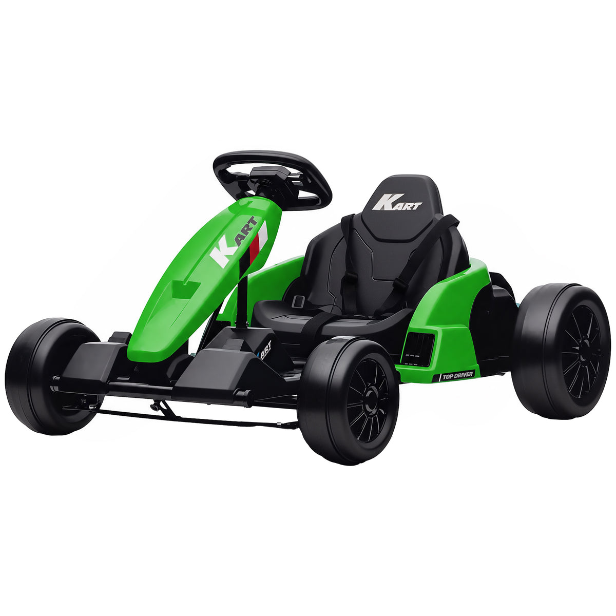 24V Electric Go Kart with Dual 150W Motors, Adjustable Seat & 11.2MPH High Speed, Slow Start, 5-Point Harness, Green