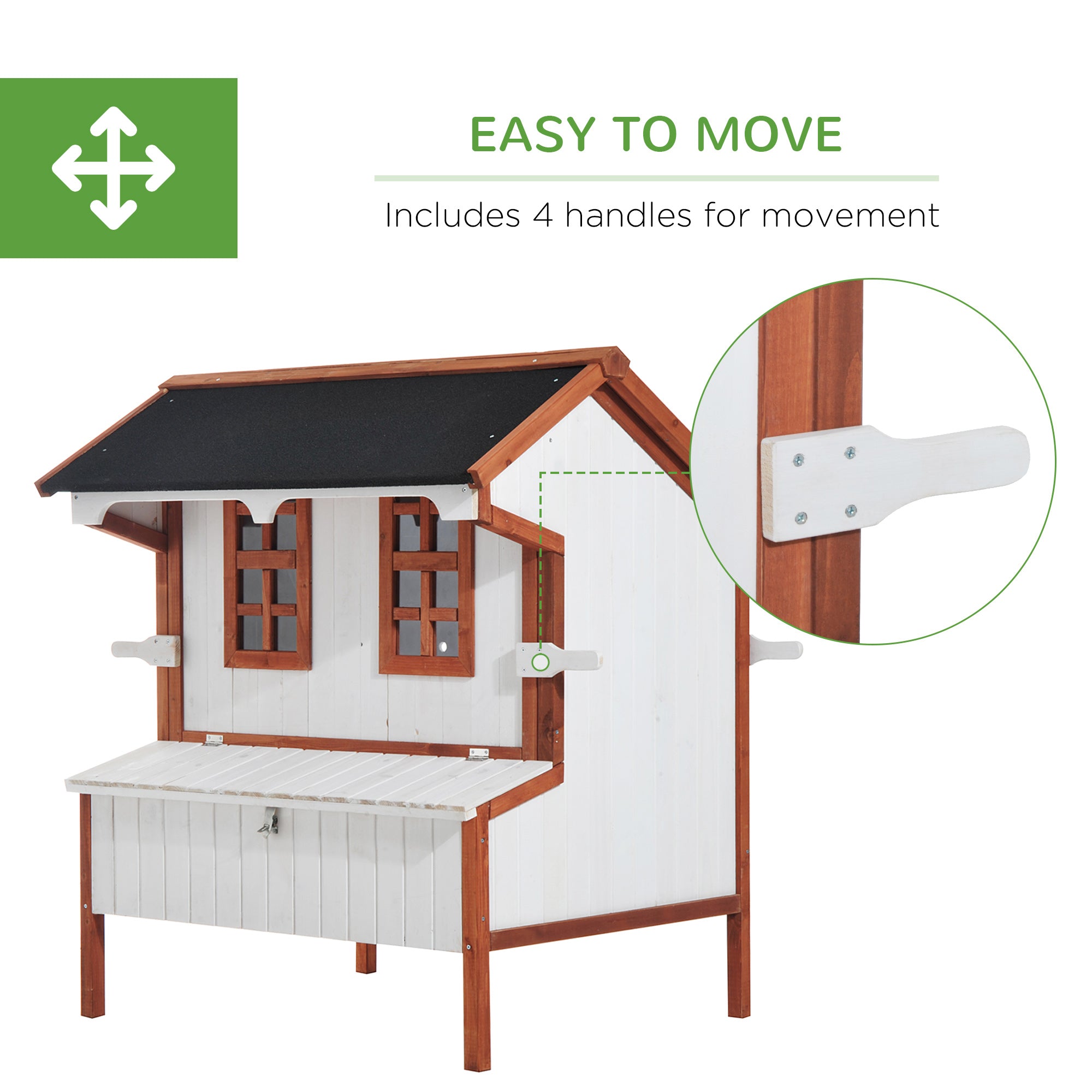 47" Chicken Coop Wooden Chicken House Rabbit Hutch Raised Poultry Cage Portable Hen Pen Backyard with Nesting Box and Handles - Multi Color - Image 5