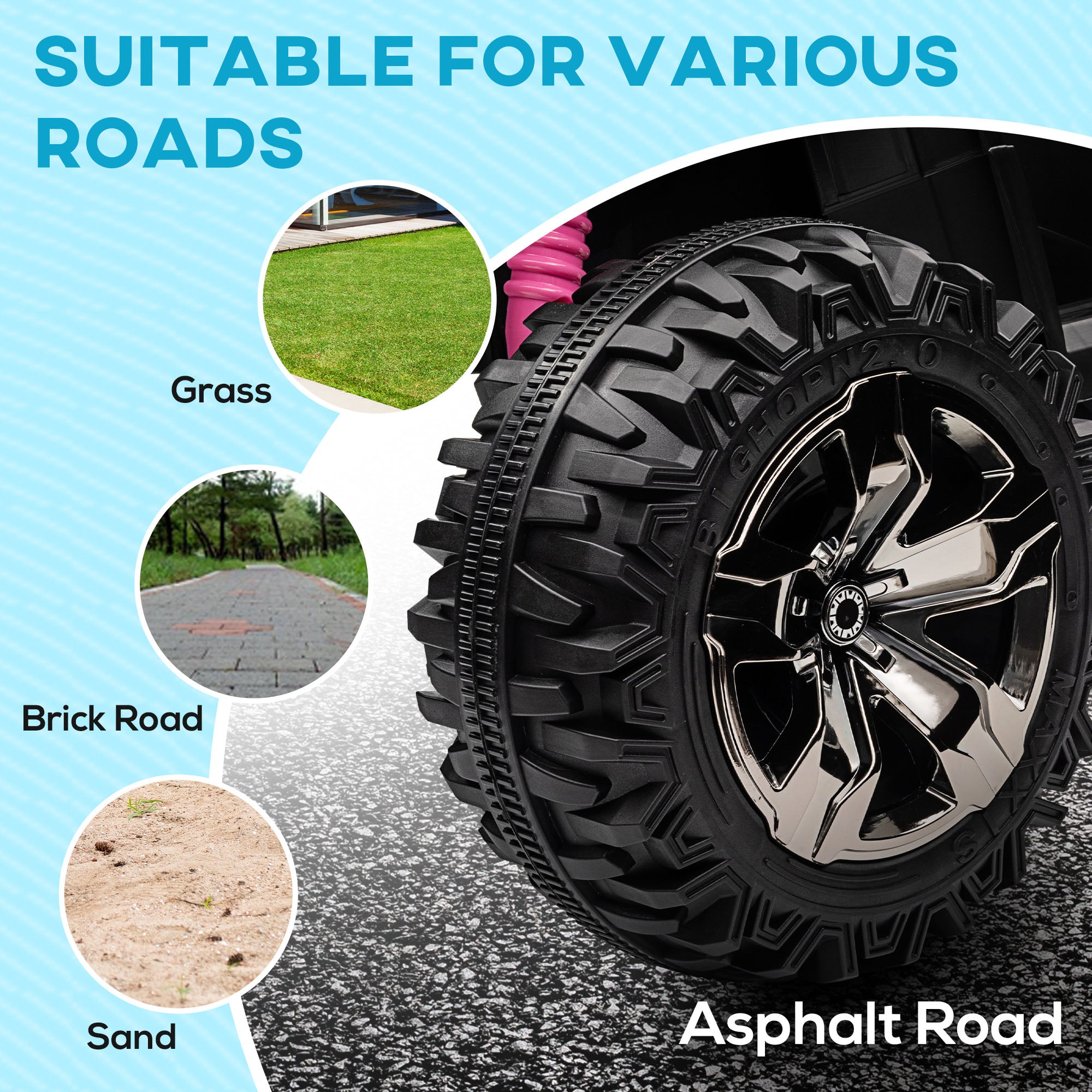 12V 4 Wheeler Kids ATV with Music, Headlights for 37-60 Months Boys and Girls, Pink