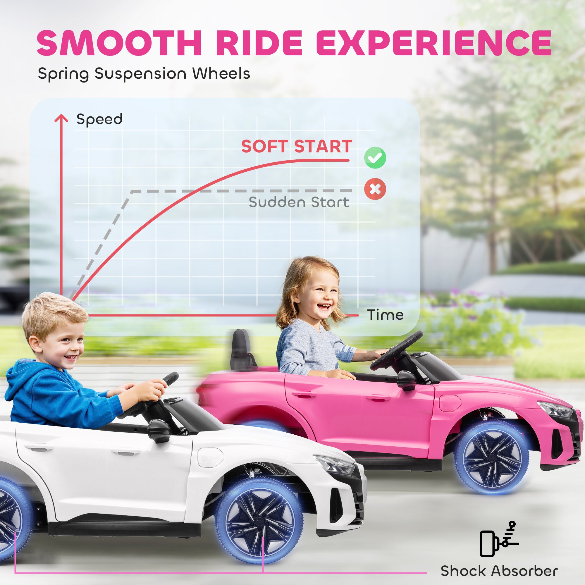 Licensed Audi RS e-tron GT 12V Ride On Car Truck for Kids, Electric Car Ride On Vehicle w/Parent Remote Control, Music, Lights, for Toddlers, Pink