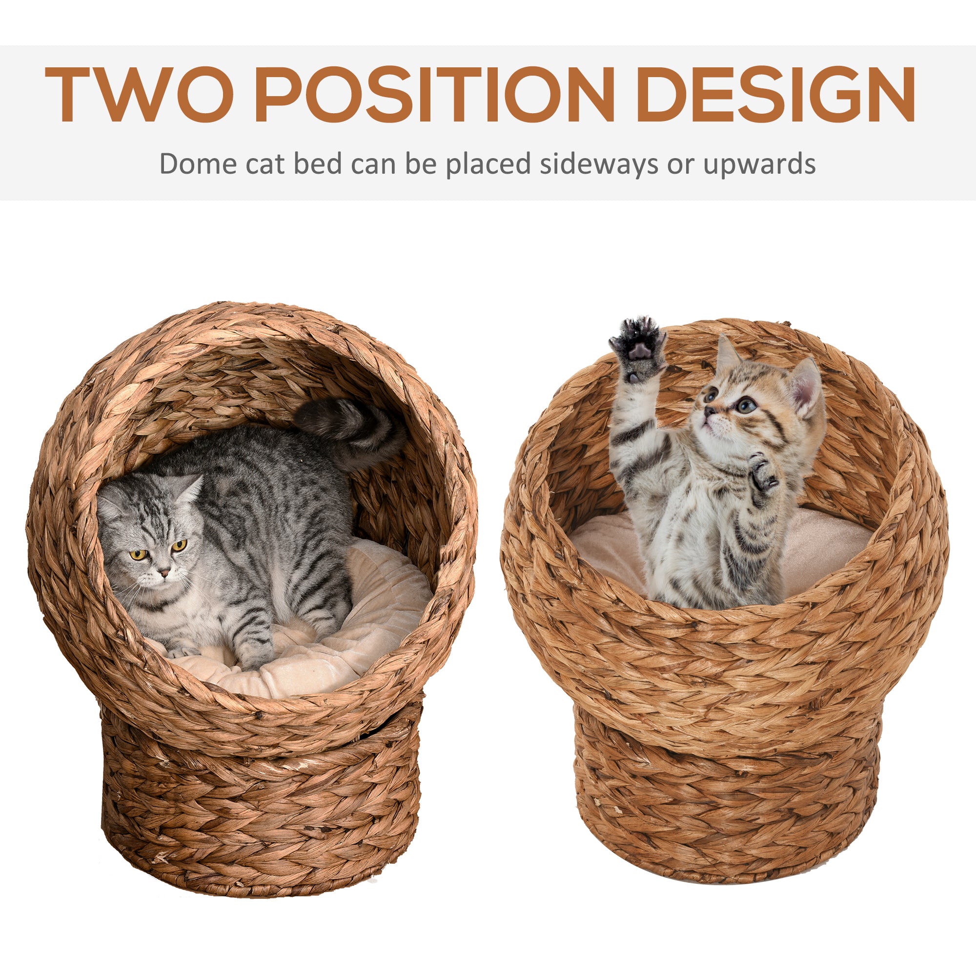 20" Natural Braided Banana Leaf Elevated Cat Bed Basket with Cushion - Brown - Brown - Image 7