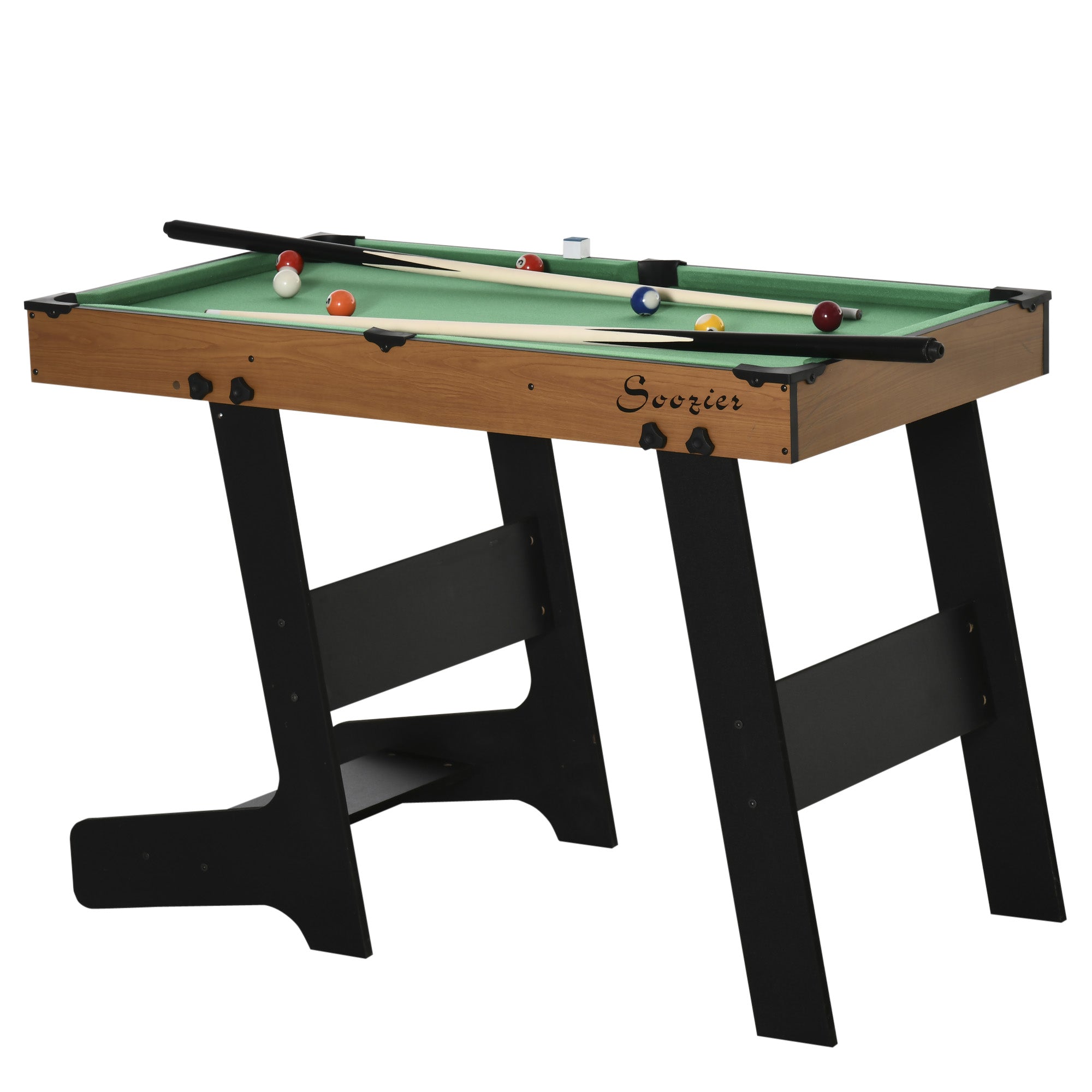 38'' Mini Pool Table Set Tabletop Billiards Game, Fun for Whole Family Game Room Man Cave, with Easy Folding for Storage, with Balls, Cues, Chalk, Brush