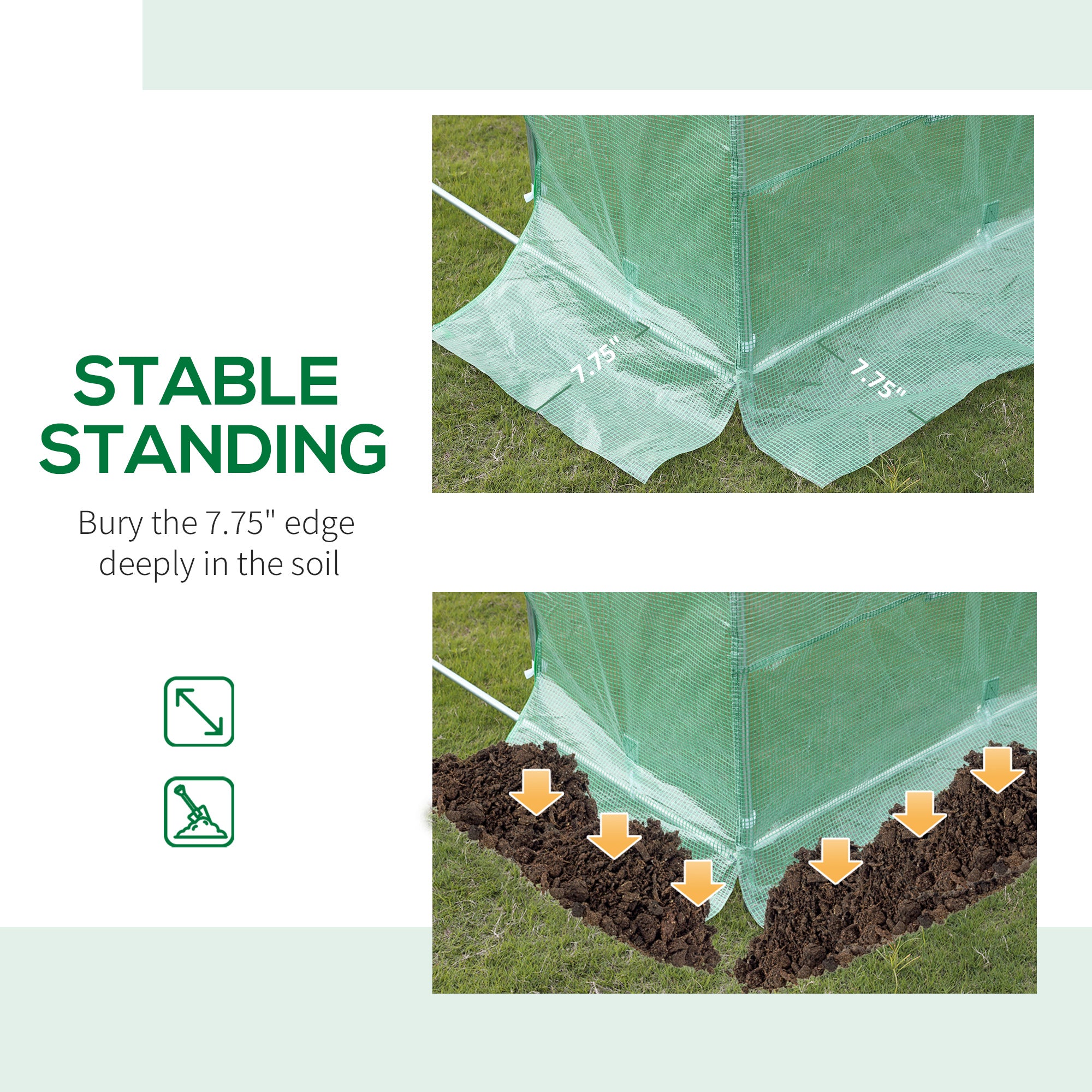 13' x 10' x 6.5' Walk-in Tunnel Greenhouse with 2 Zippered Mesh Doors & 10 Mesh Windows, Upgraded Gardening Plant Hot House with Galvanized Steel Hoops, Green - Green - Image 7
