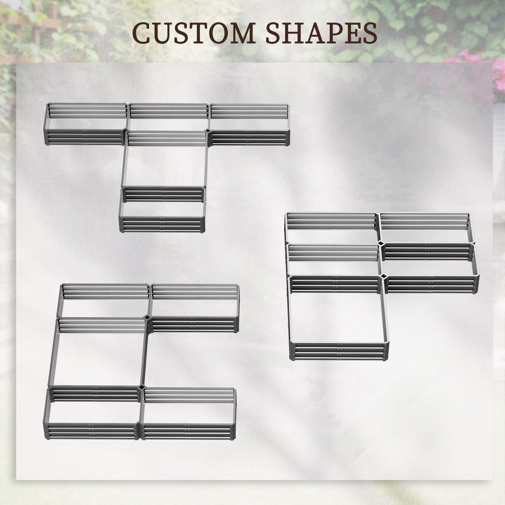 Steel Raised Garden Bed, Set of 5 Large Box Planters for Outdoor Plants Vegetables Flowers Herbs, 8x8x1ft, Gray - Gray - Image 4