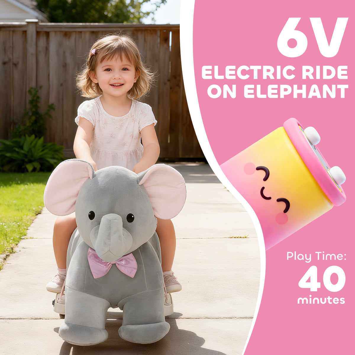 Qaba 6V Ride on Horse with Music, Forward, Soft Touch, Foot Pedal, for Boys Girls 1.5-5 Years Old