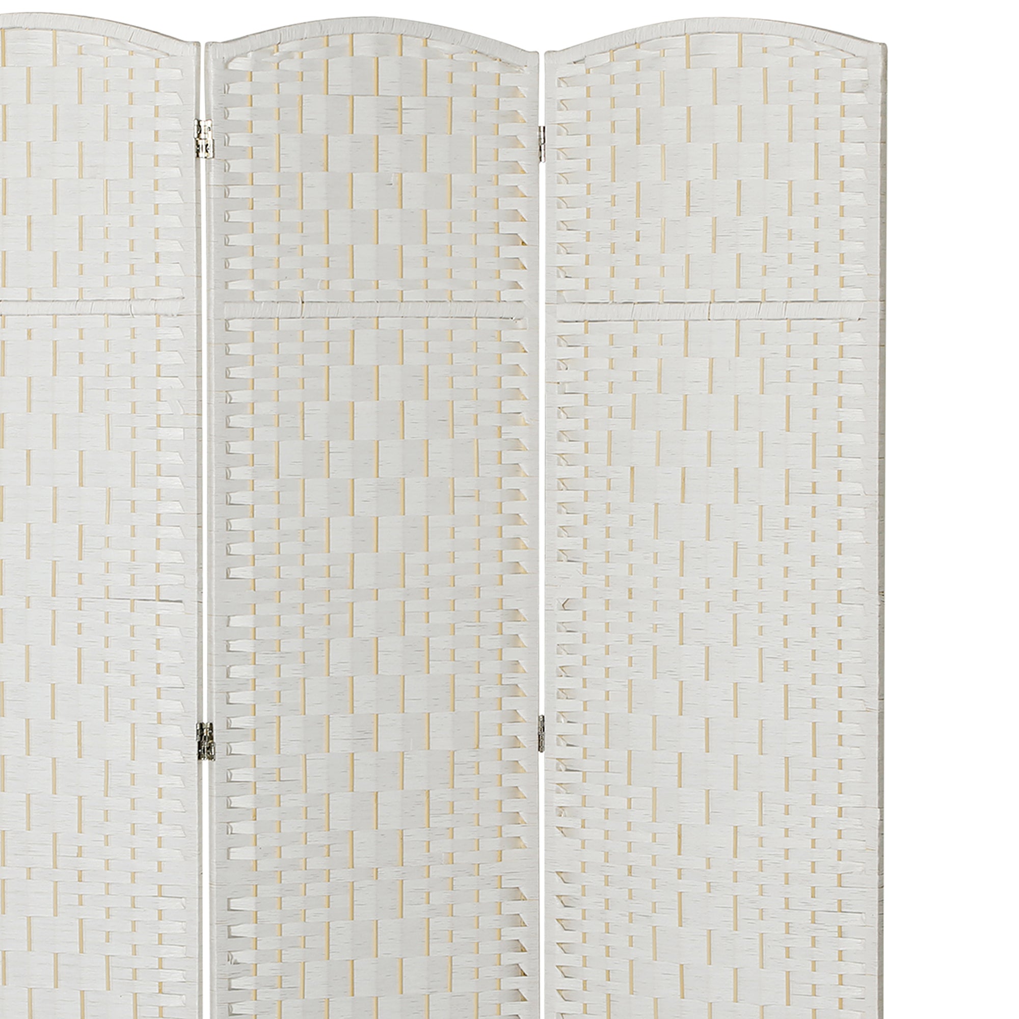 Room Divider, 3 Panel Folding Privacy Screen, 6FT Tall Portable Weave Partition Wall Divider for Bedroom, White