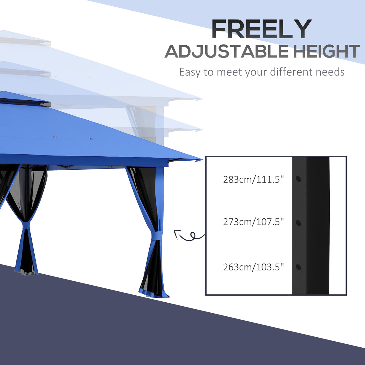 13' x 13' Pop Up Gazebo Instant Canopy Tent Shelter with 2-Tier Roof, Carry Bag, Wight Bags for Outdoor, Garden, Blue