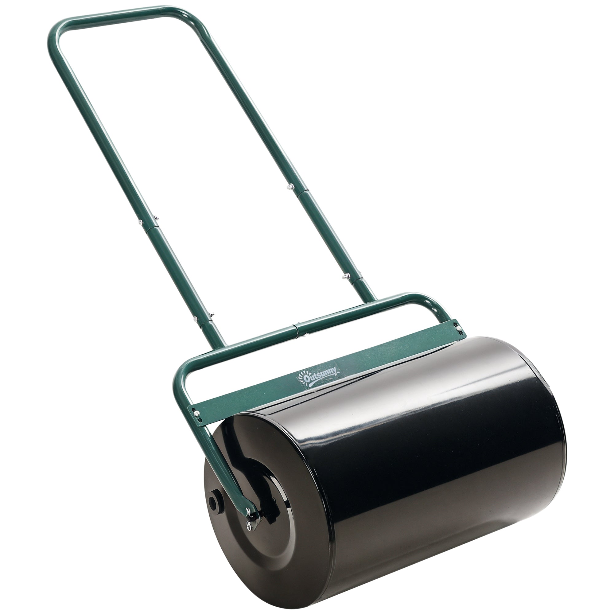 20-Inch Push/Tow Behind Lawn Roller Filled with 10 Gal Water or Sand for Flattening Sod in the Garden, Dark Green - Dark Green
