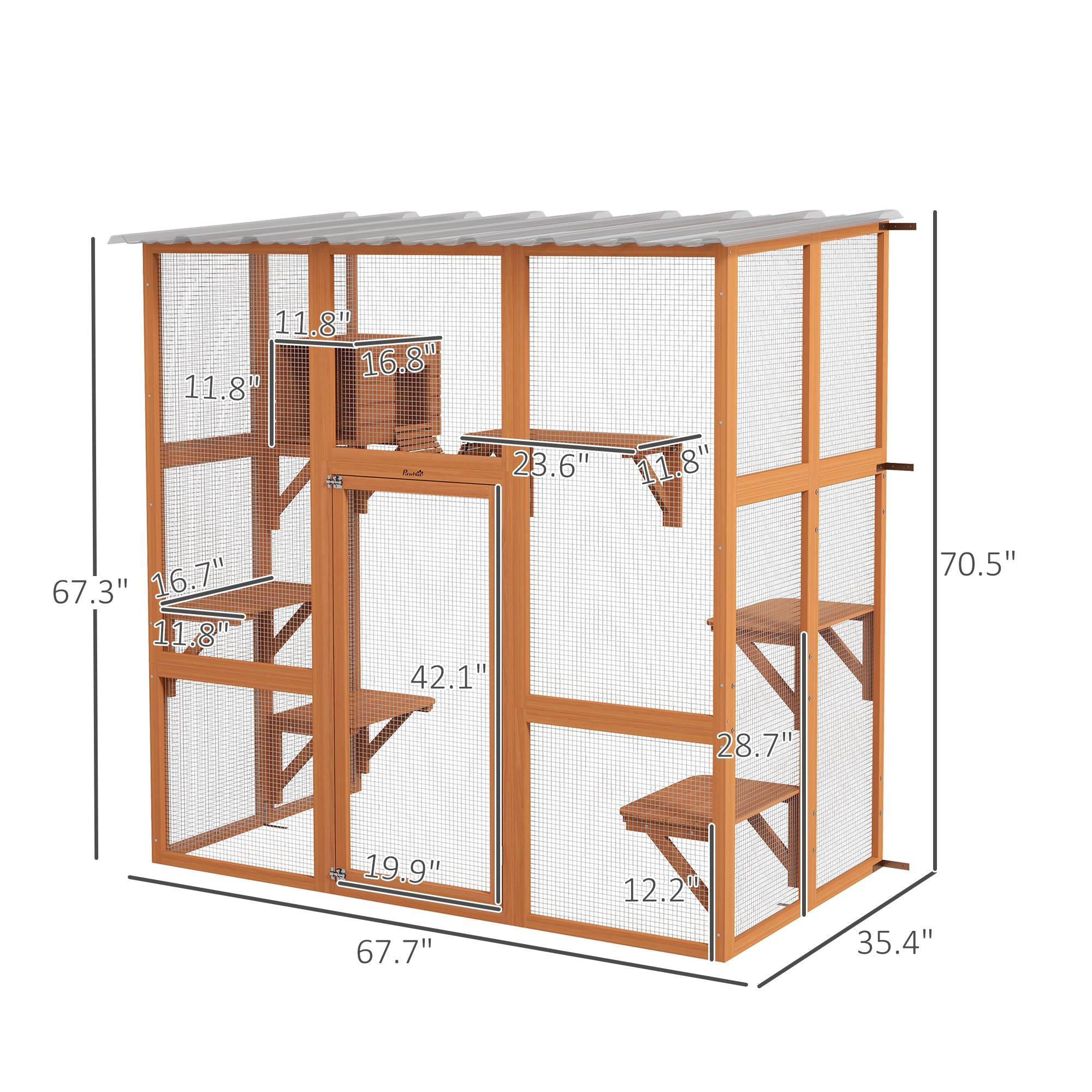 Catio Cat Window Box Outside Enclosure with Bridge Platforms - Orange - Image 3