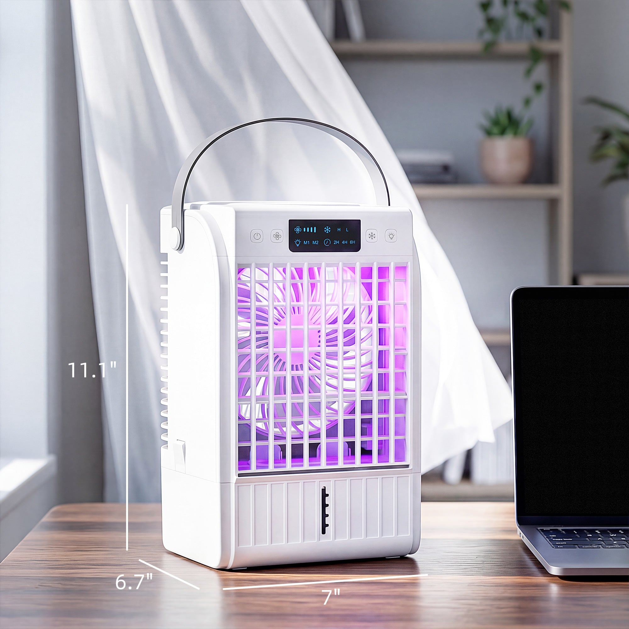 Portable Air Conditioner, 4-in-1 Mini Air Cooler with 4 Wind Speed, 2 Mist Mode, RGB 7 LED Light