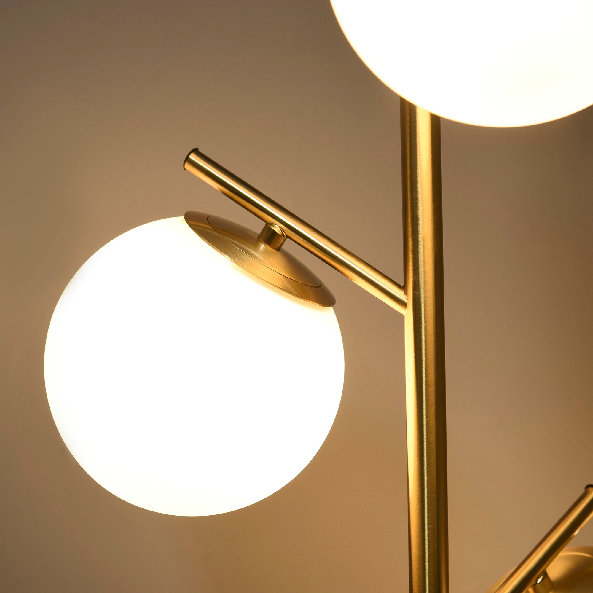Modern 3-Light Floor Lamp for Living Room, Tree Standing Lamp with Globe Lampshades, 10.75"x10.75"x66.5", Gold