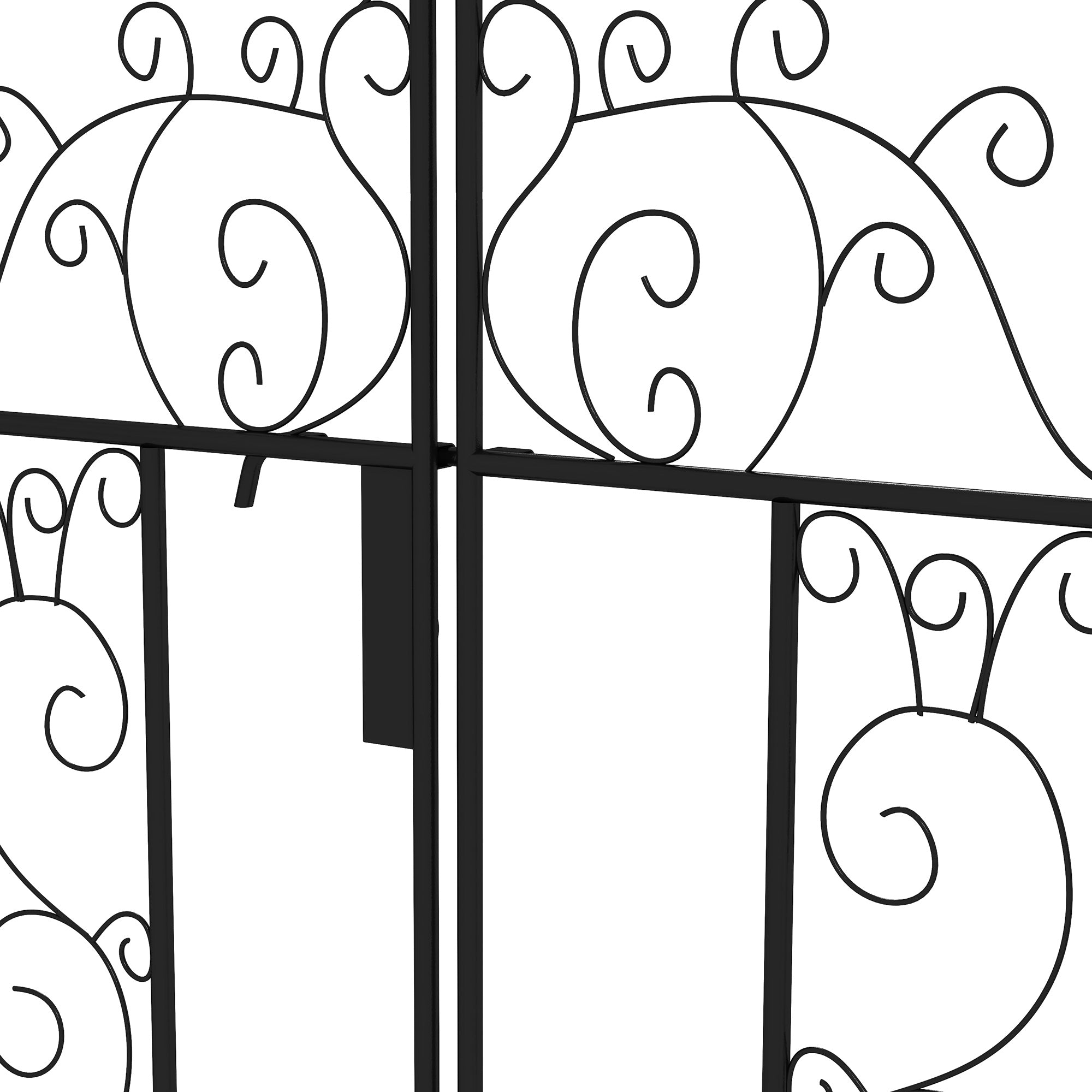 89.25" Metal Garden Arch with Gate, Garden Arbor Trellis for Climbing Plants, Roses, Vines, Wedding Arch, Black - Black - Image 7