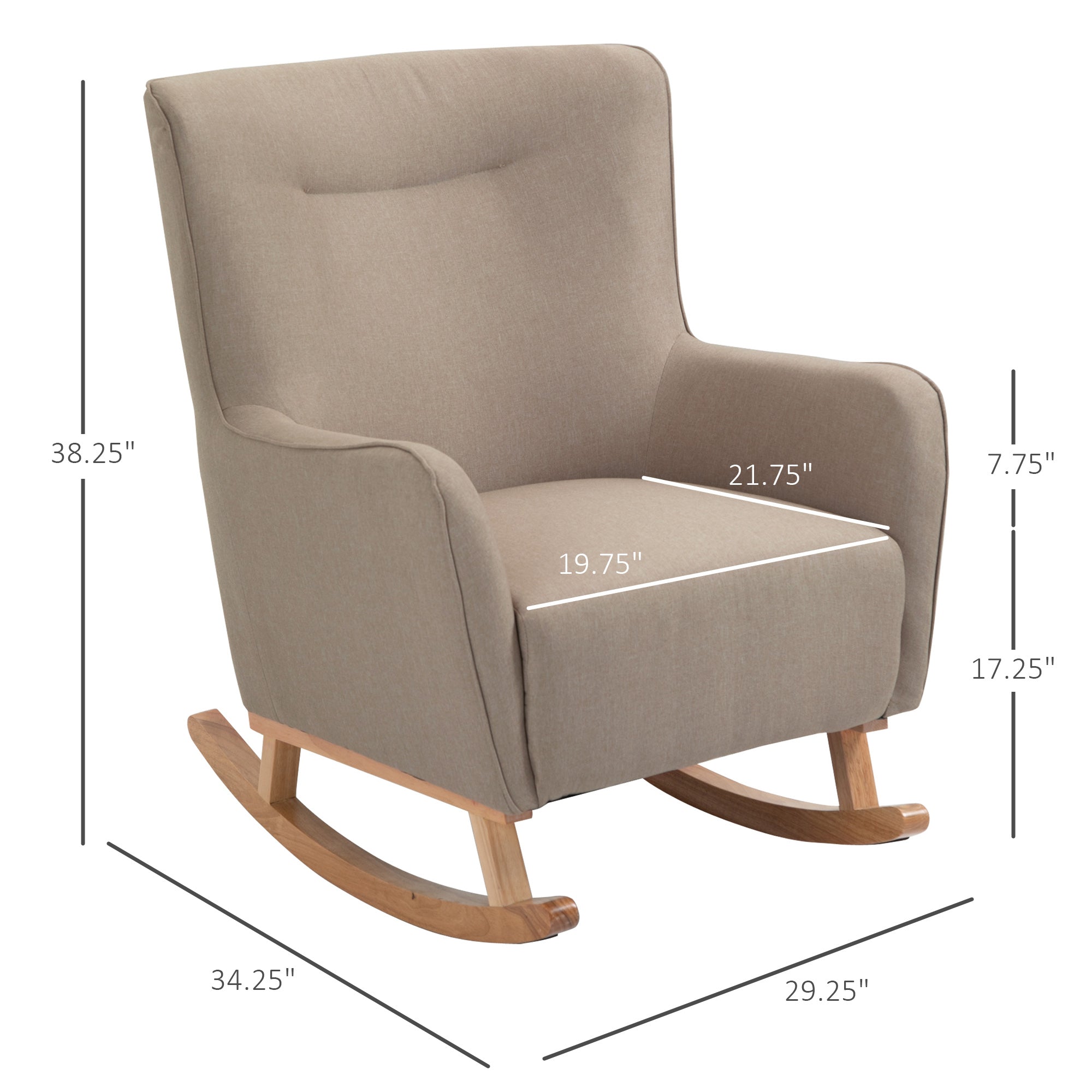 Modern Rocking Chair Sofa Armchair Modern Accent Chair, Greige