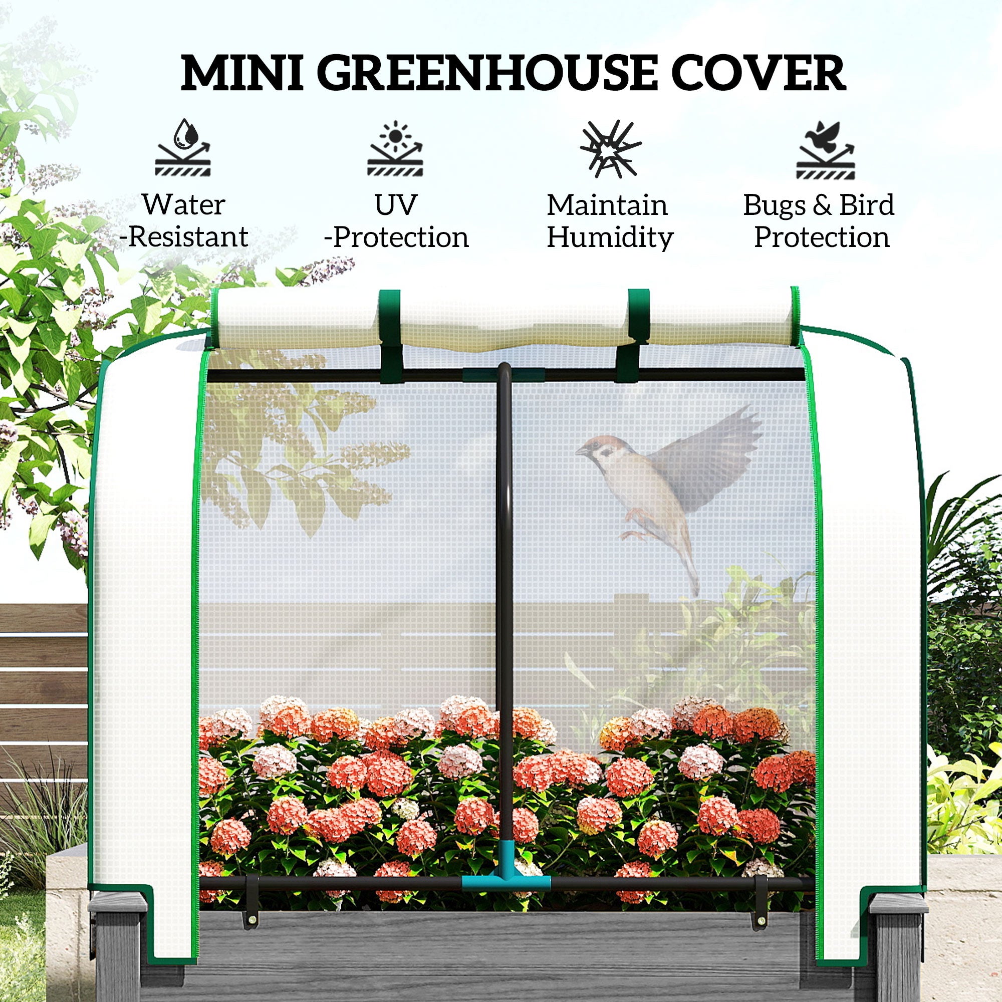 Raised Garden Bed with PE Greenhouse Cover Outdoor Planter Box for Herbs and Vegetables, 35 x 22 x 47 inch, Dark Gray - Dark Gray - Image 4