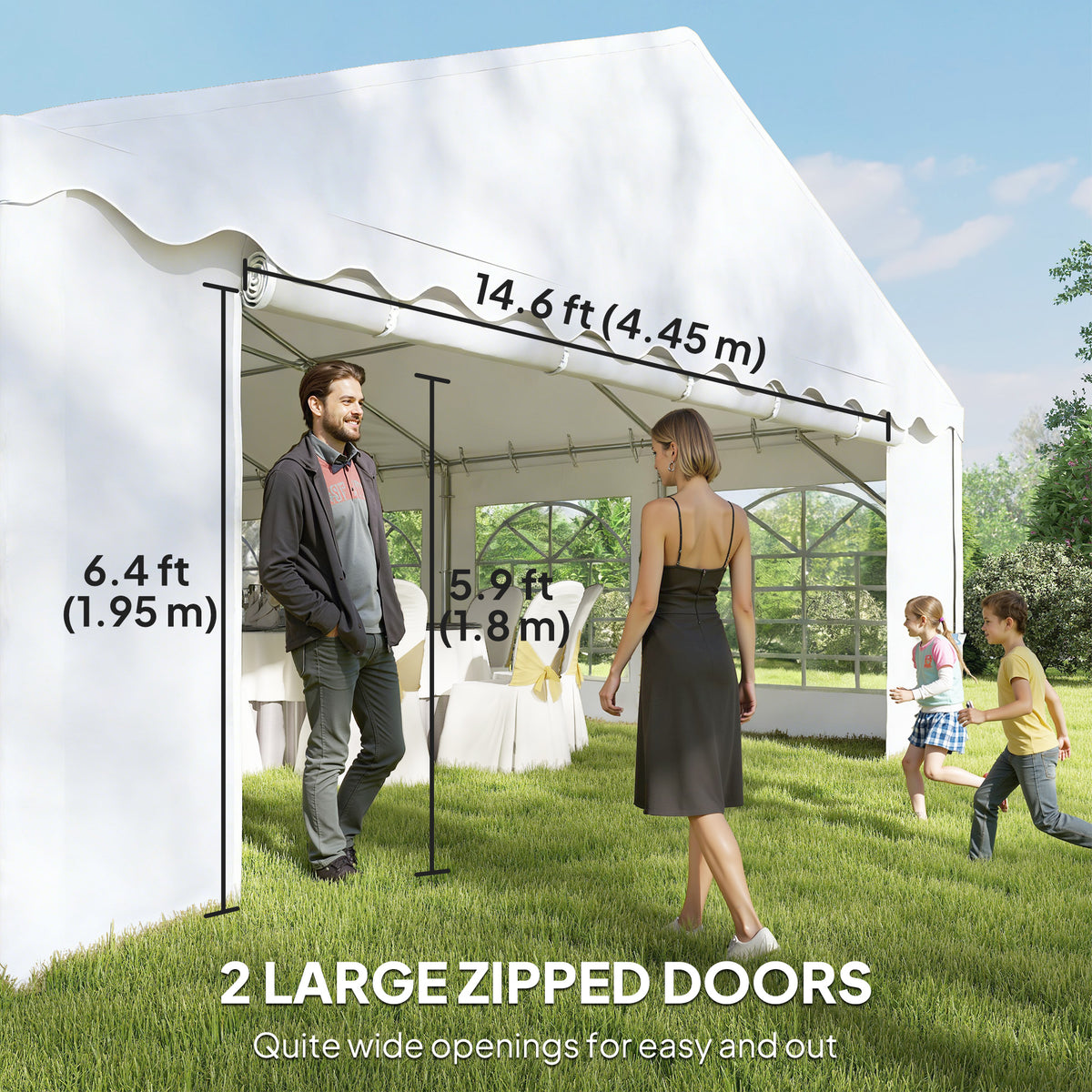 20' x 40' Party Tent, Outdoor Canopy Tent with Removable Sidewalls, 12 Windows for Parties, Wedding, Events, BBQ, White