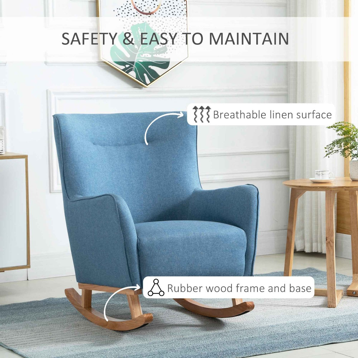 Modern Rocking Chair Sofa Armchair Modern Accent Chair, Blue
