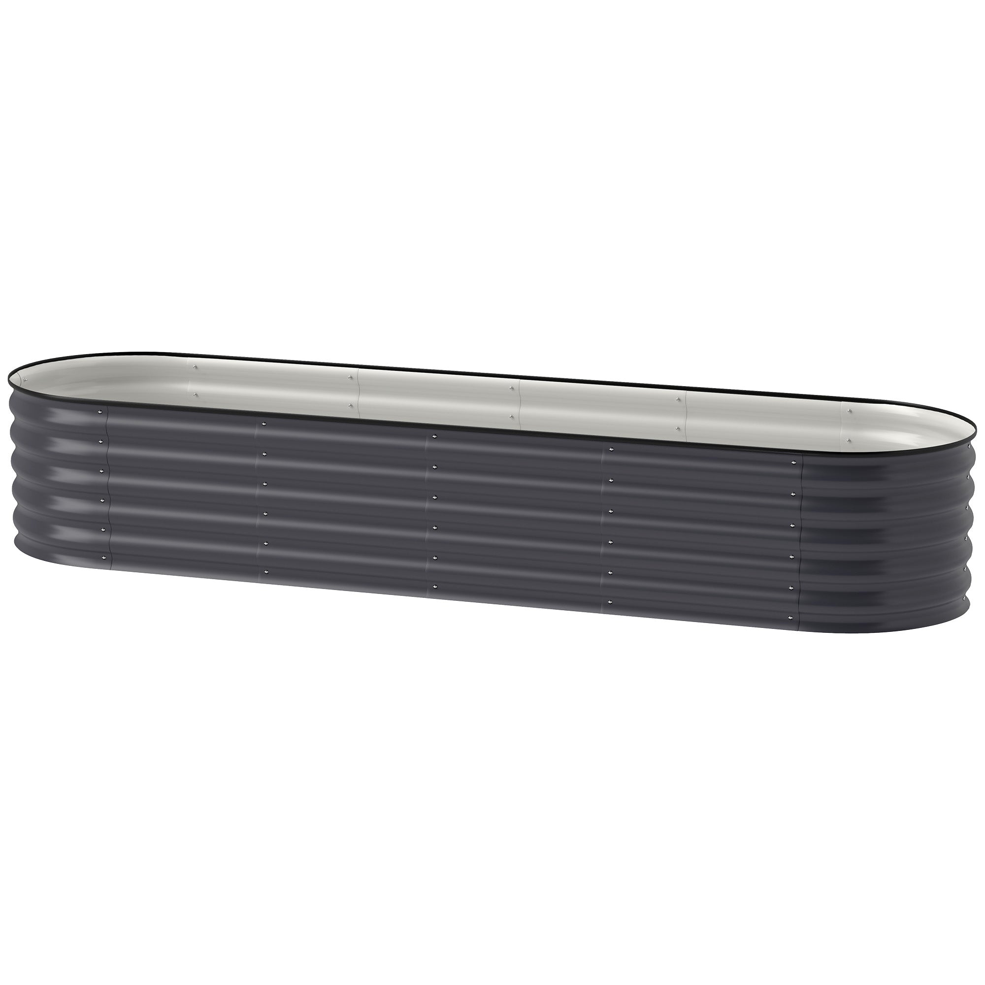 7.9' x 2' x 1.4' Galvanized Raised Garden Bed Kit, Metal Planter Box with Safety Edging, Dark Gray - Dark Gray