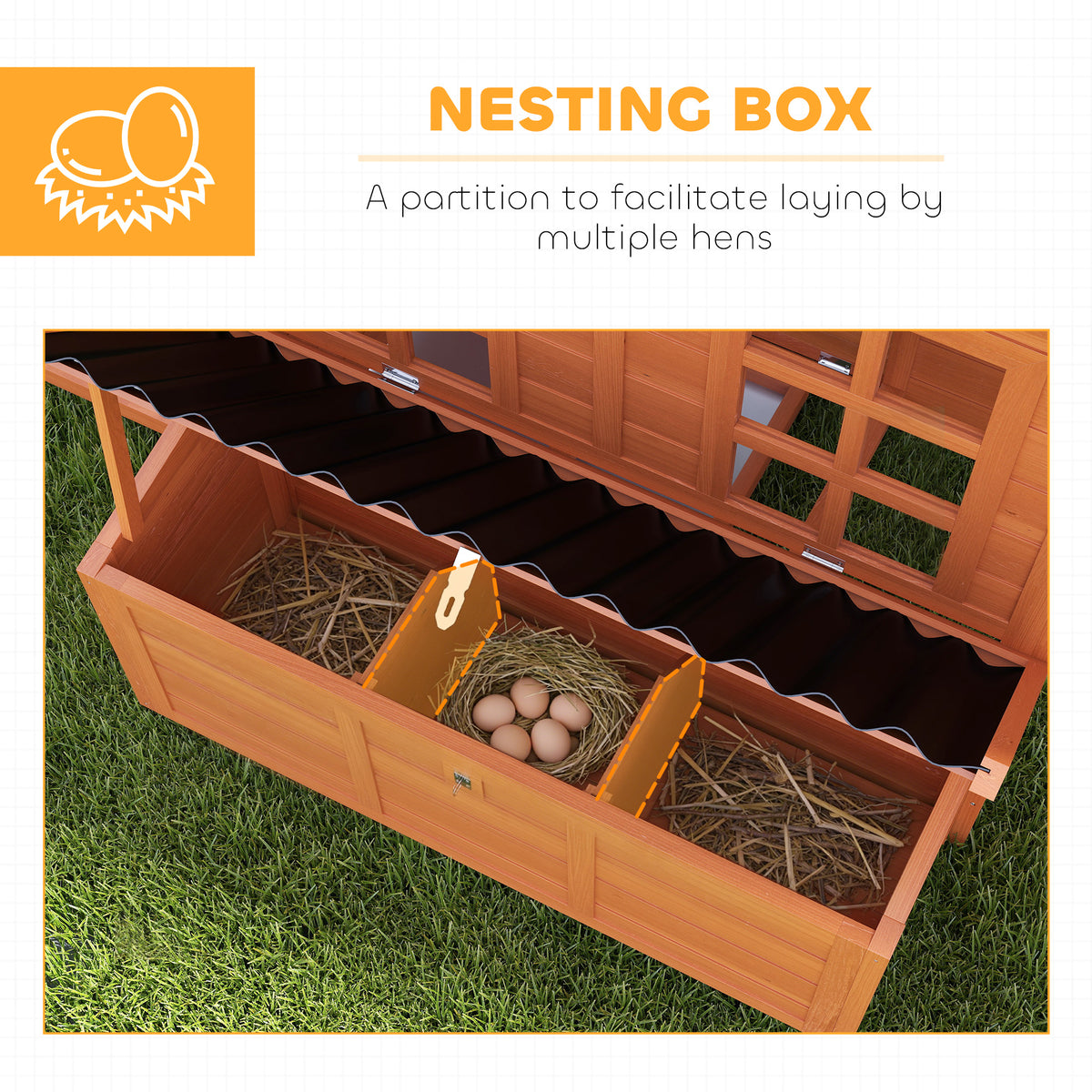 Wooden Chicken Coop with Nesting Box, Pull-Out Tray, Waterproof Roof, 39" Chicken House for 2-4 Chickens, Rabbits