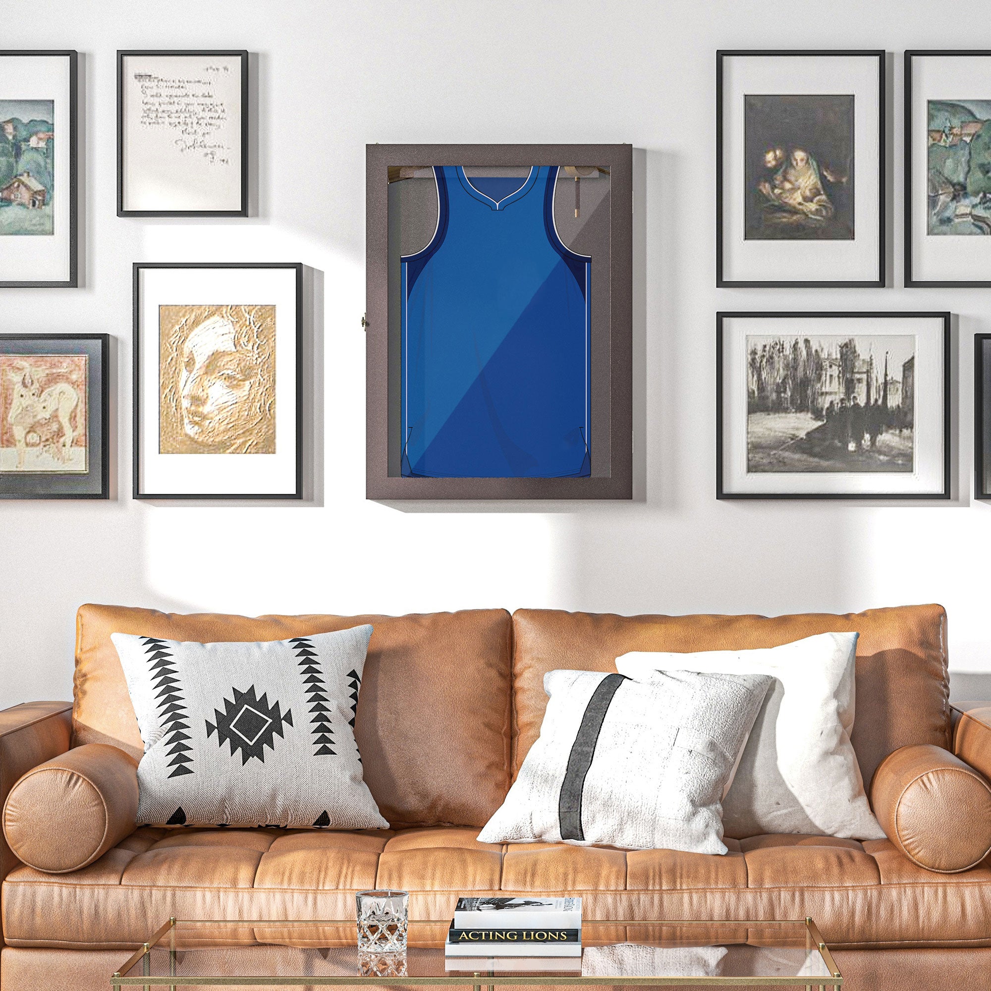 23.5" x 31.5" UV-Resistant Sports Jersey Frame Display Case, Brown