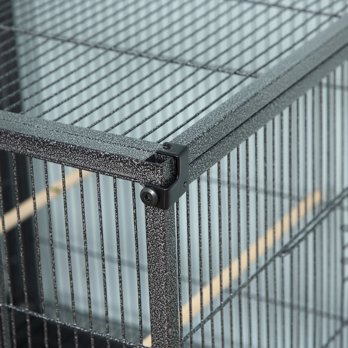 Divided Breeder Bird Cage with Rolling Stand Removable Metal Tray, Storage Shelf, Wood Perch, and Food Container