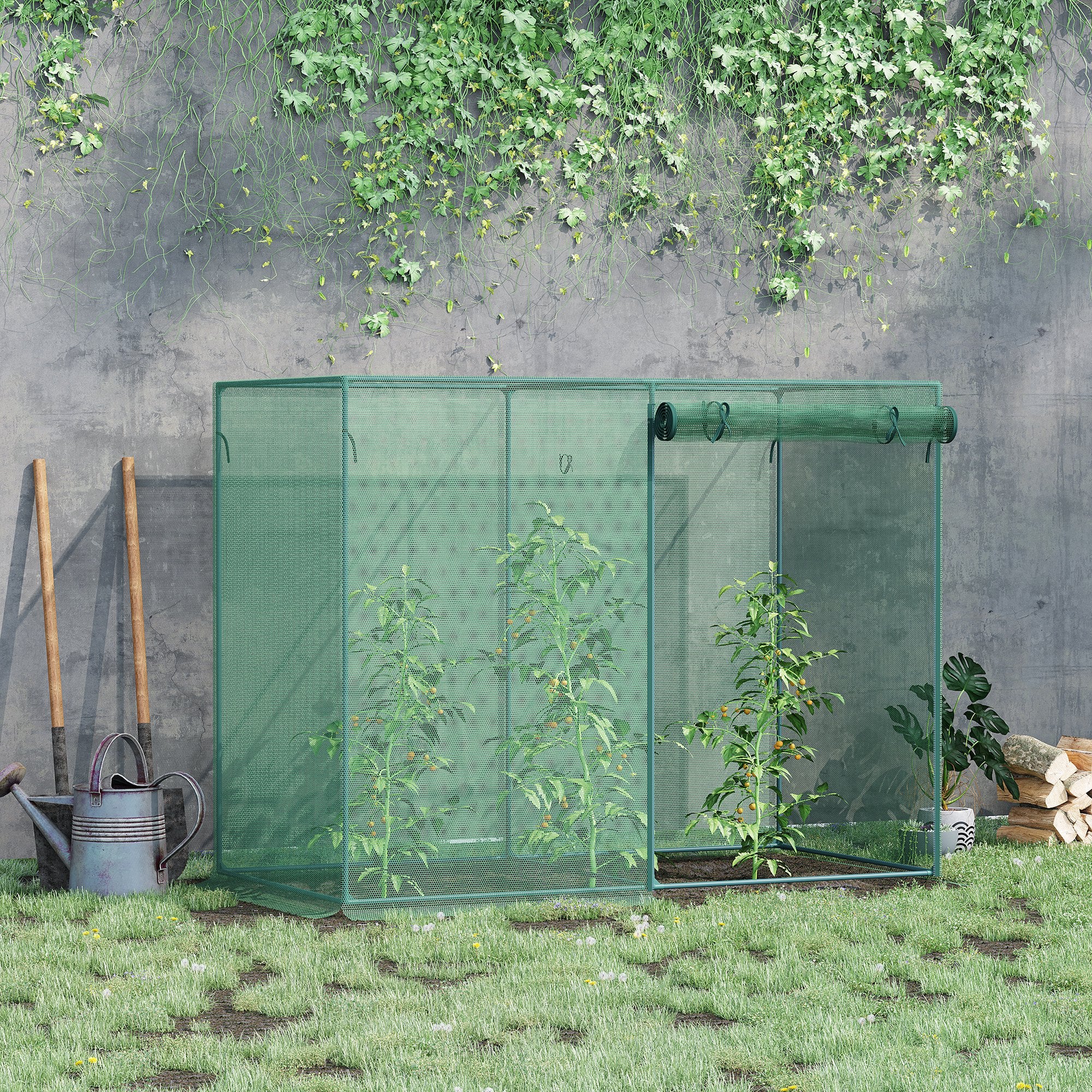 6' x 3' x 5' Crop Cage, Plant Protection Tent with Zippered Doors for Vegetable Garden, Backyard, Green - Green - Image 2