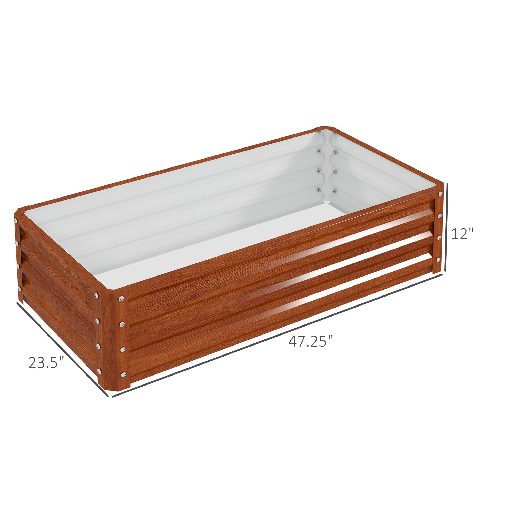 Galvanized Raised Garden Bed, 4' x 2' x 1' Metal Planter Box, for Growing Vegetables, Flowers, Herbs, Succulents, Brown - Brown - Image 3