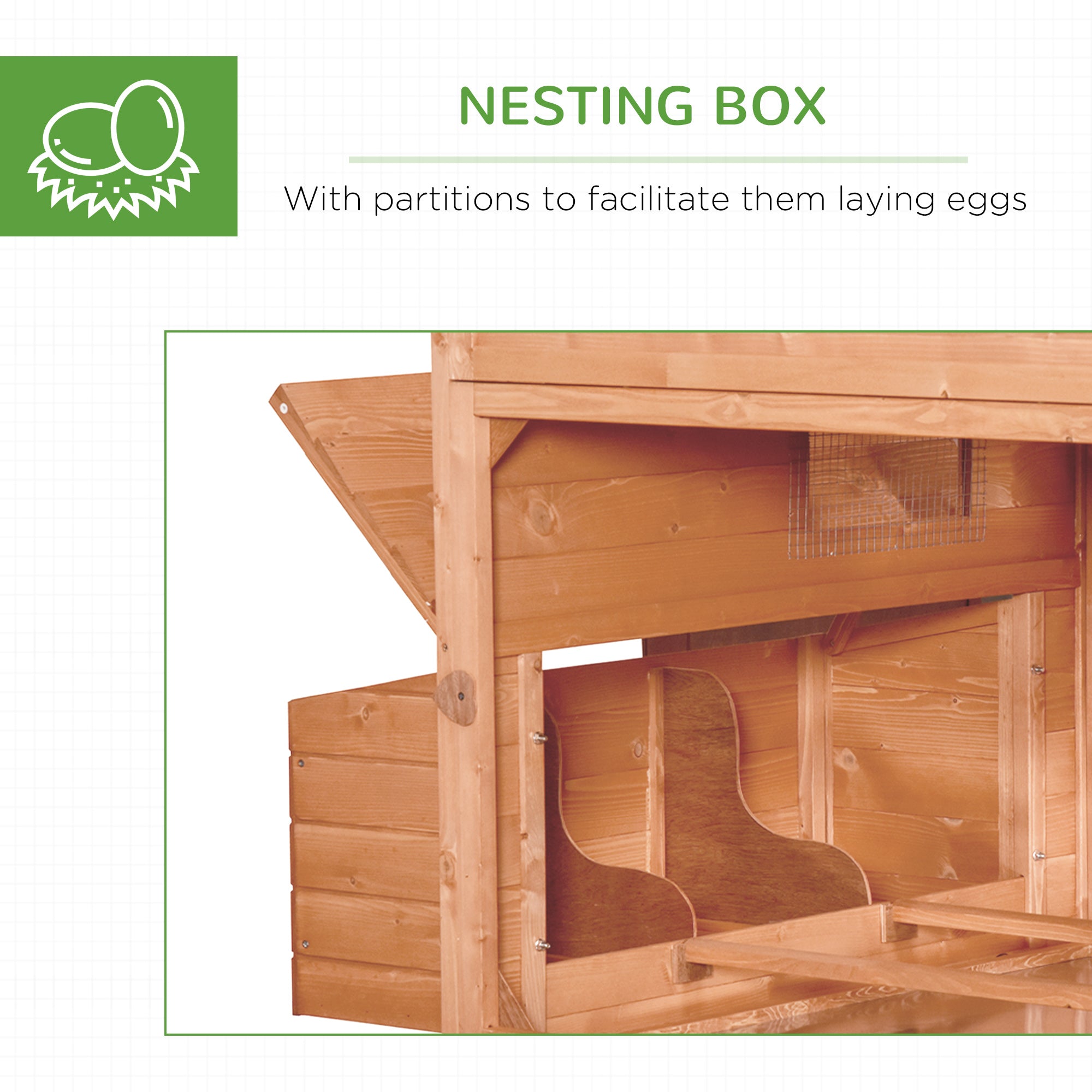137" Chicken Coop for 8-10 Chickens, Large Chicken House, Wooden Poultry Hen Cage with Nesting Box and Run for Backyard, Orange - Orange - Image 6