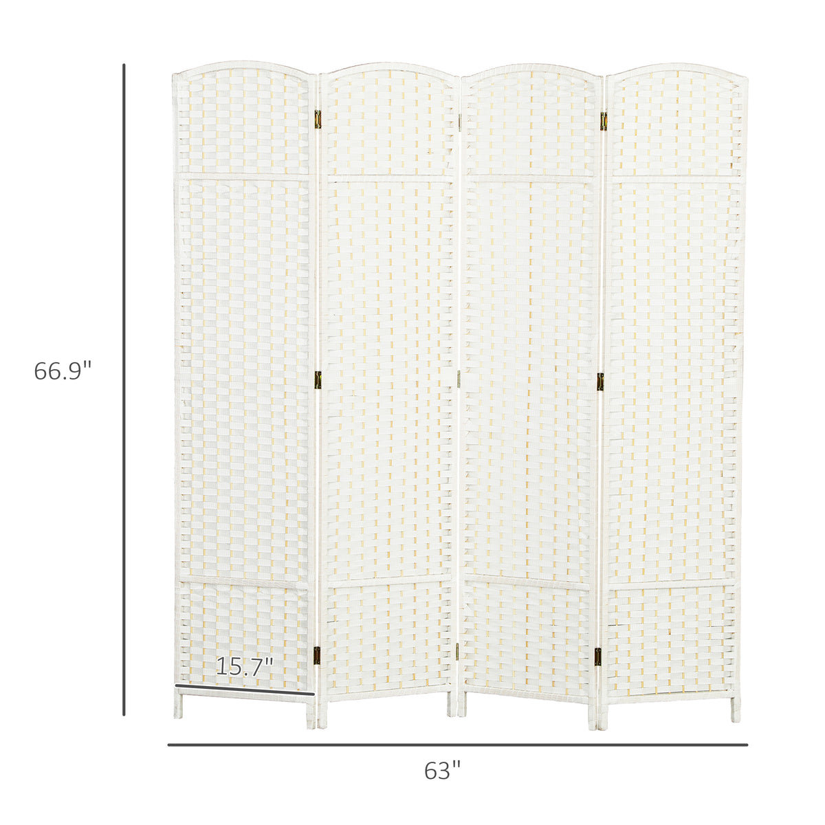 Folding Room Divider Screen 4 Panel 5.6 ' Tall Privacy Screen Freestanding Room Partition for Home Office, White