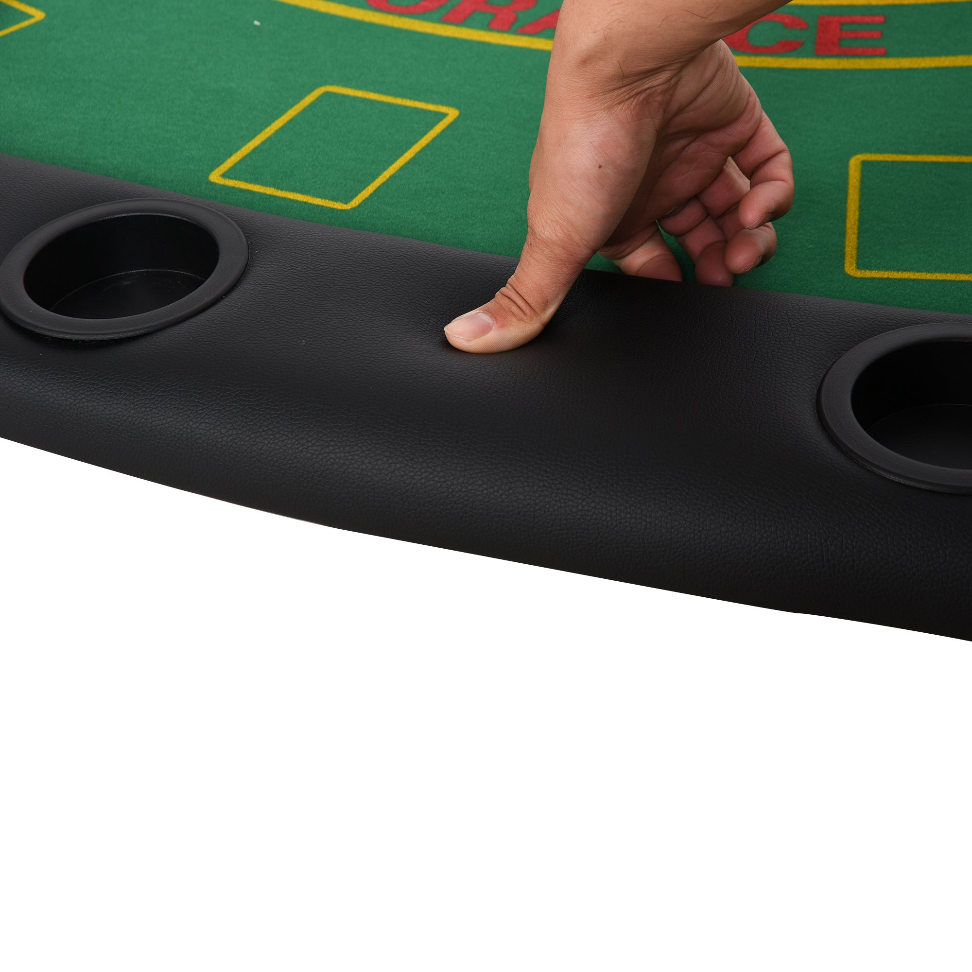 Poker Table Foldable, 72" Blackjack Table for 7 Players with Chip & Cup Holder, Green Felt