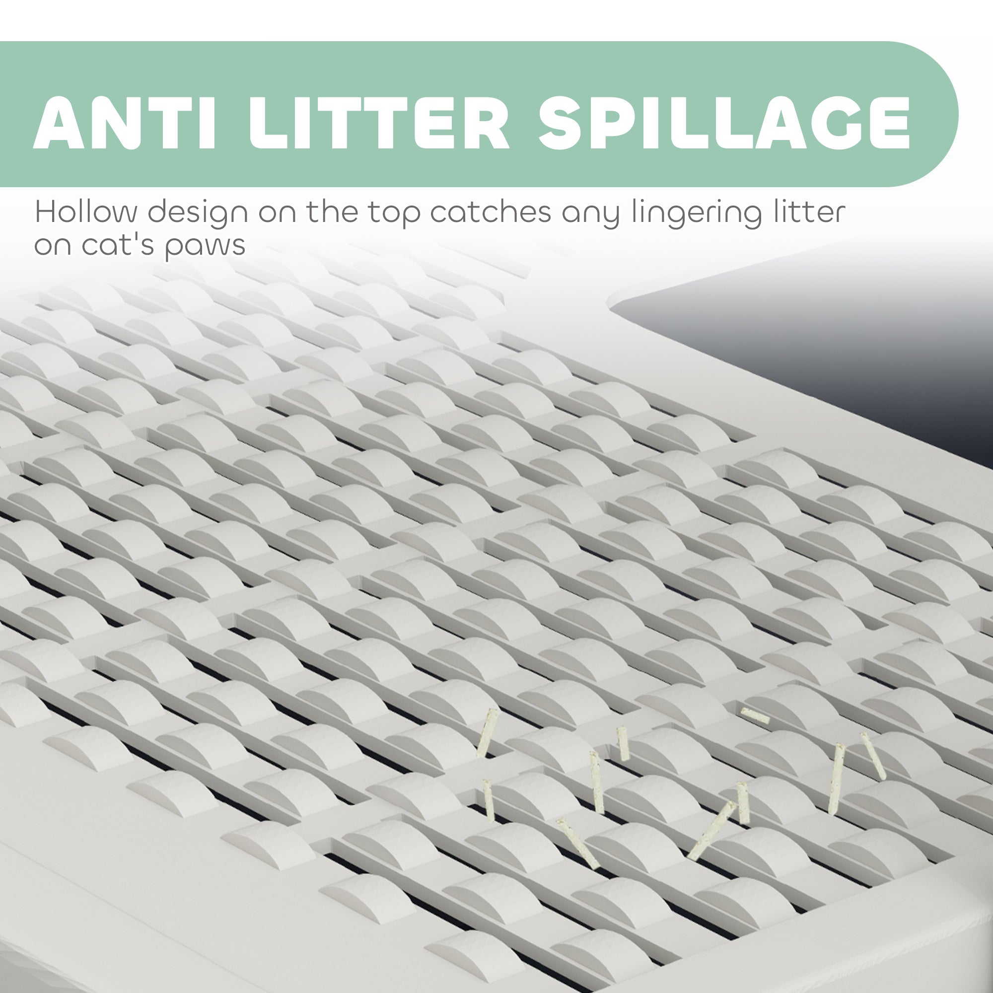 Cat Litter Box with Lid, Scoop, Front Entry, and Top Exit for Large Cats, White - White - Image 7