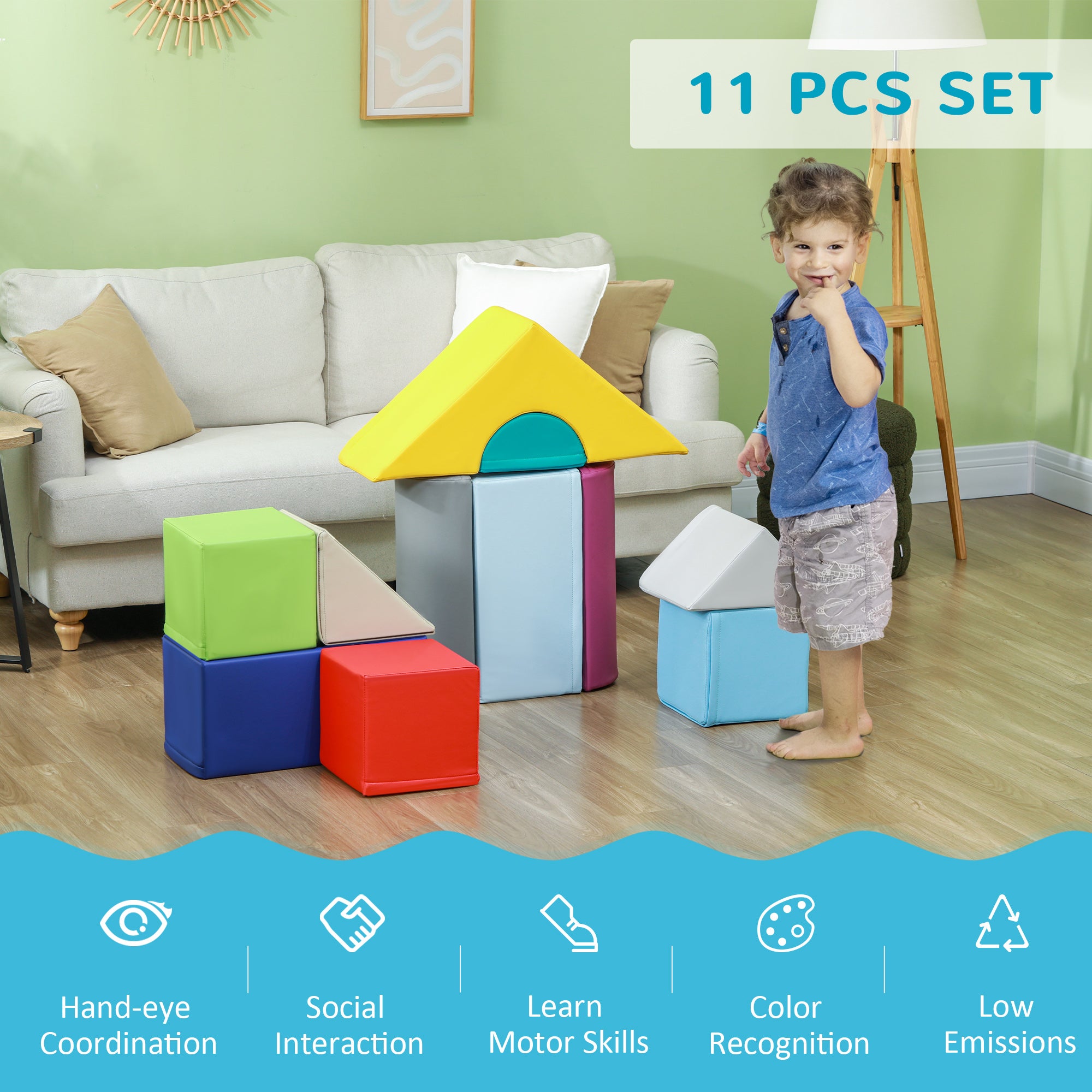 11-Piece Kids Crawl and Climb Activity Play Set for Climbing, Crawling, Sliding, Multicolored