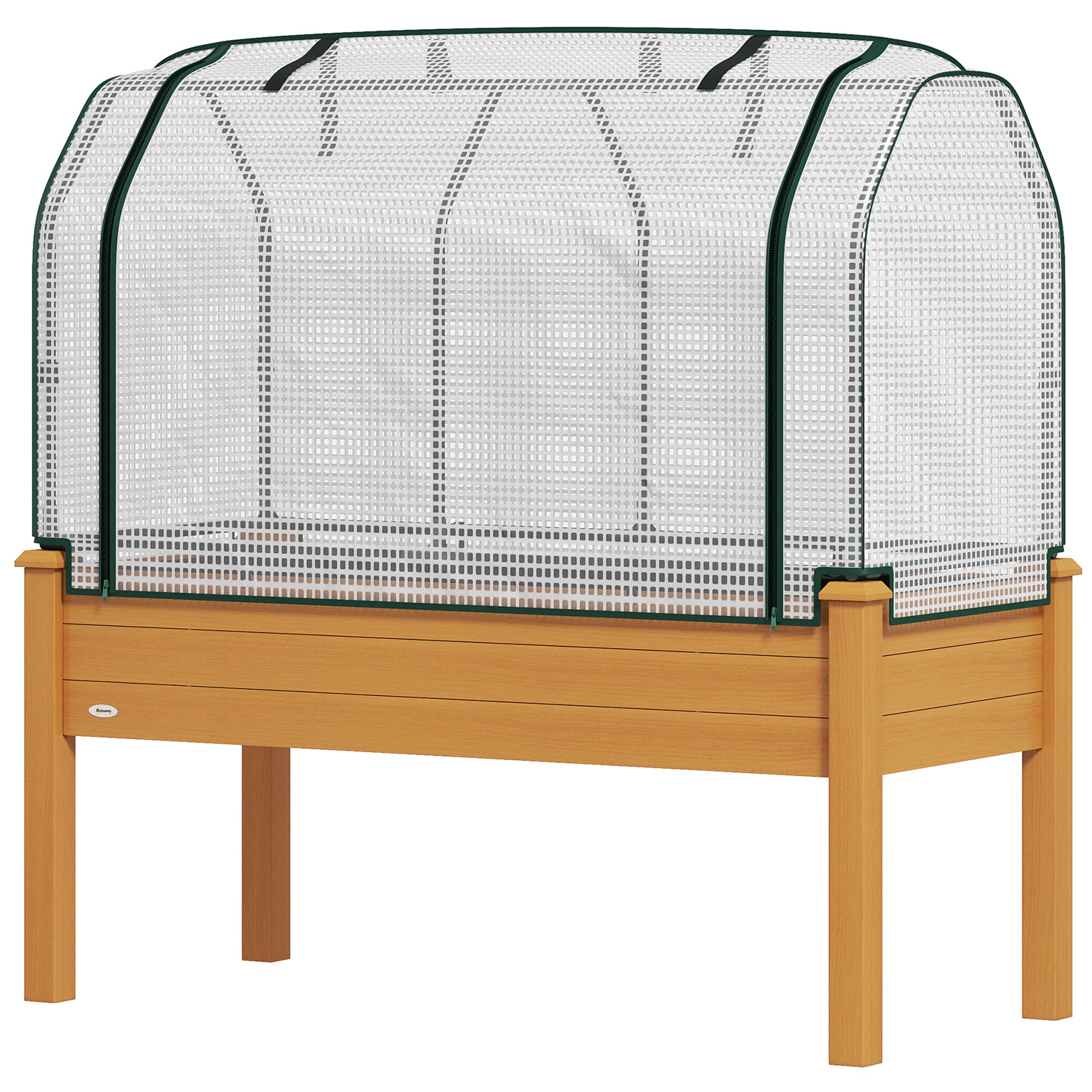 Raised Garden Bed with PE Greenhouse Cover Outdoor Planter Box for Herbs and Vegetables, 48 x 22 x 46 inch, Sand - Sand