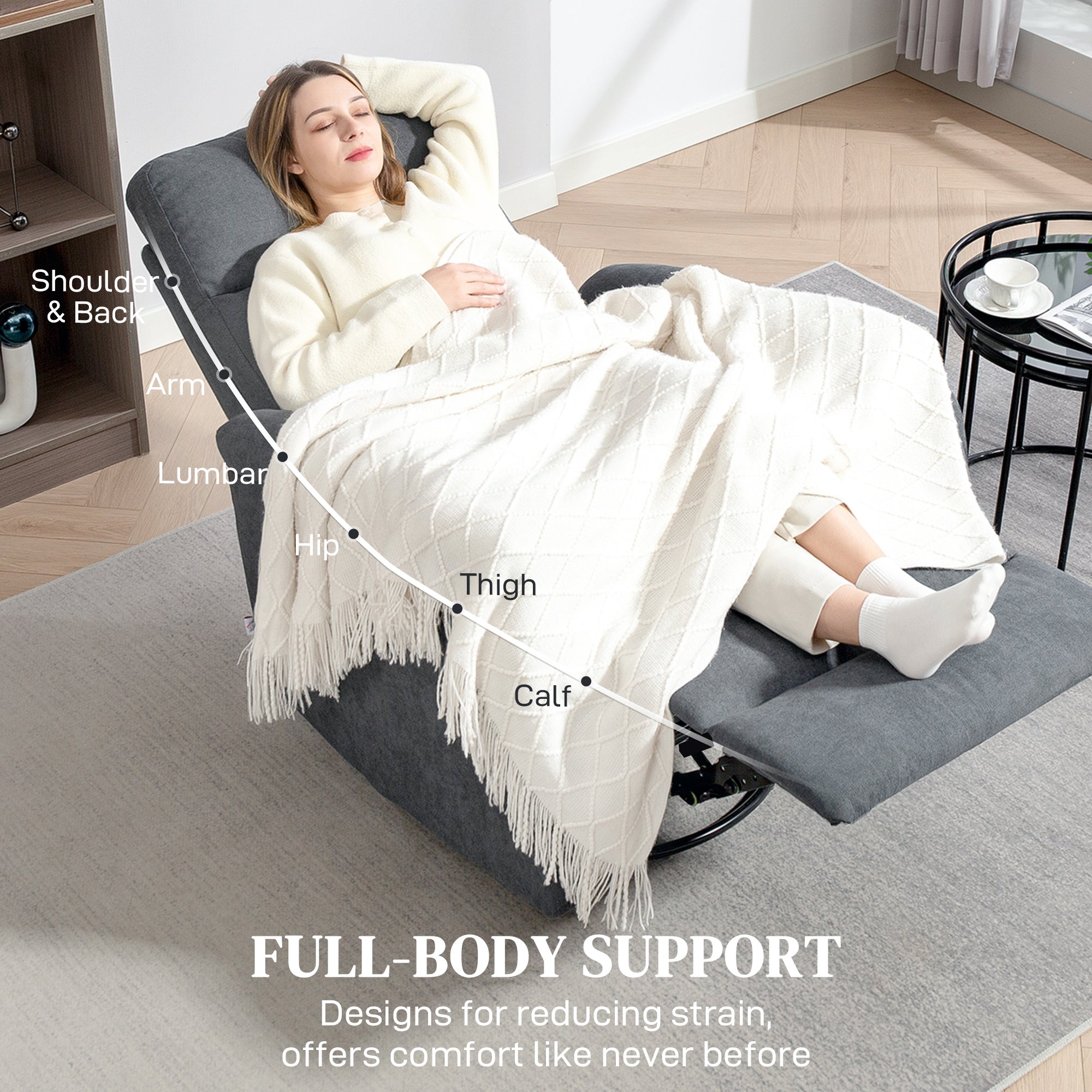 Recliner Chair, Wide Swivel Rocker Chair, Overstuffed Single Sofa with Pocket Spring, Footrest, Quick Assembly, Gray