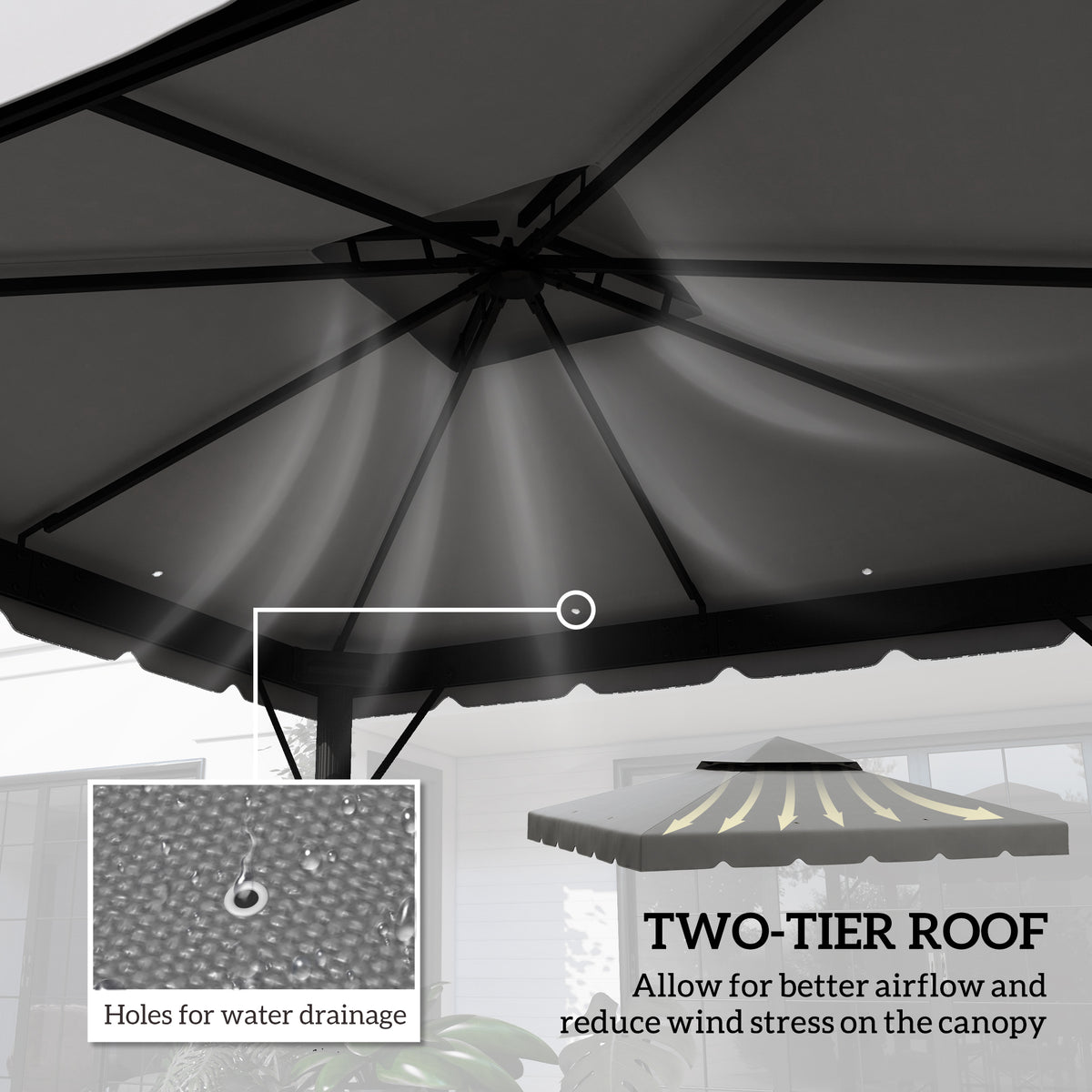 Model 84C-051 or 84C-269 10' x 10' Gazebo Replacement Canopy, Light Gray