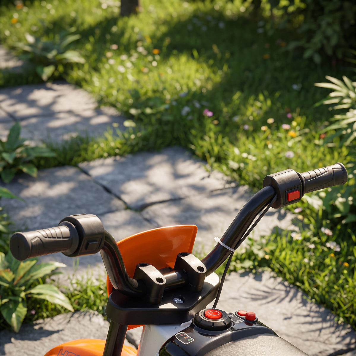 12V Kids Motorcycle with Dual Motors, Training Wheels, Rear Suspension, Soft Start, Max Speed 5 MPH, Ages 3-6, Orange