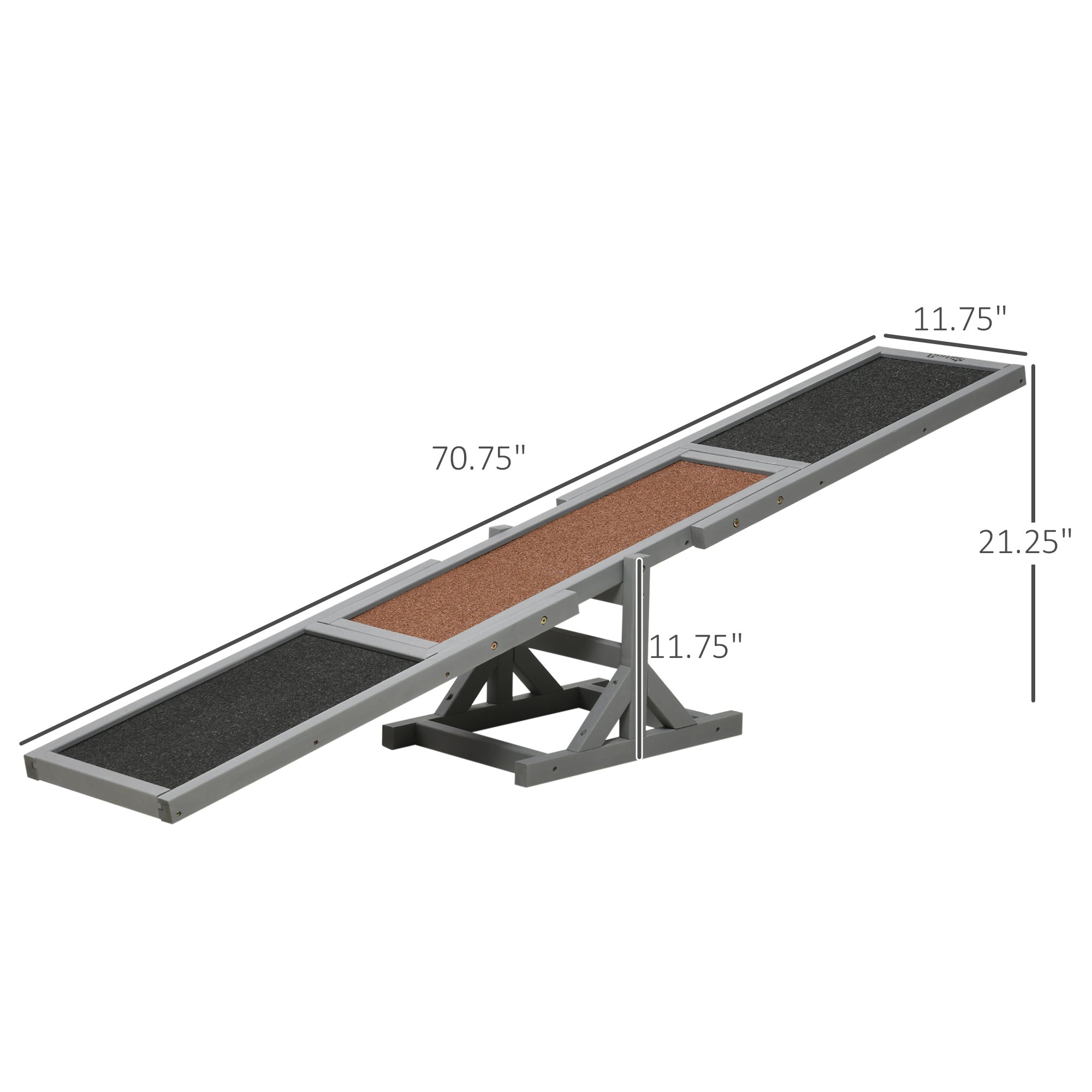 Wooden Dog Agility Seesaw for Training and Exercise, Gray - Gray - Image 3