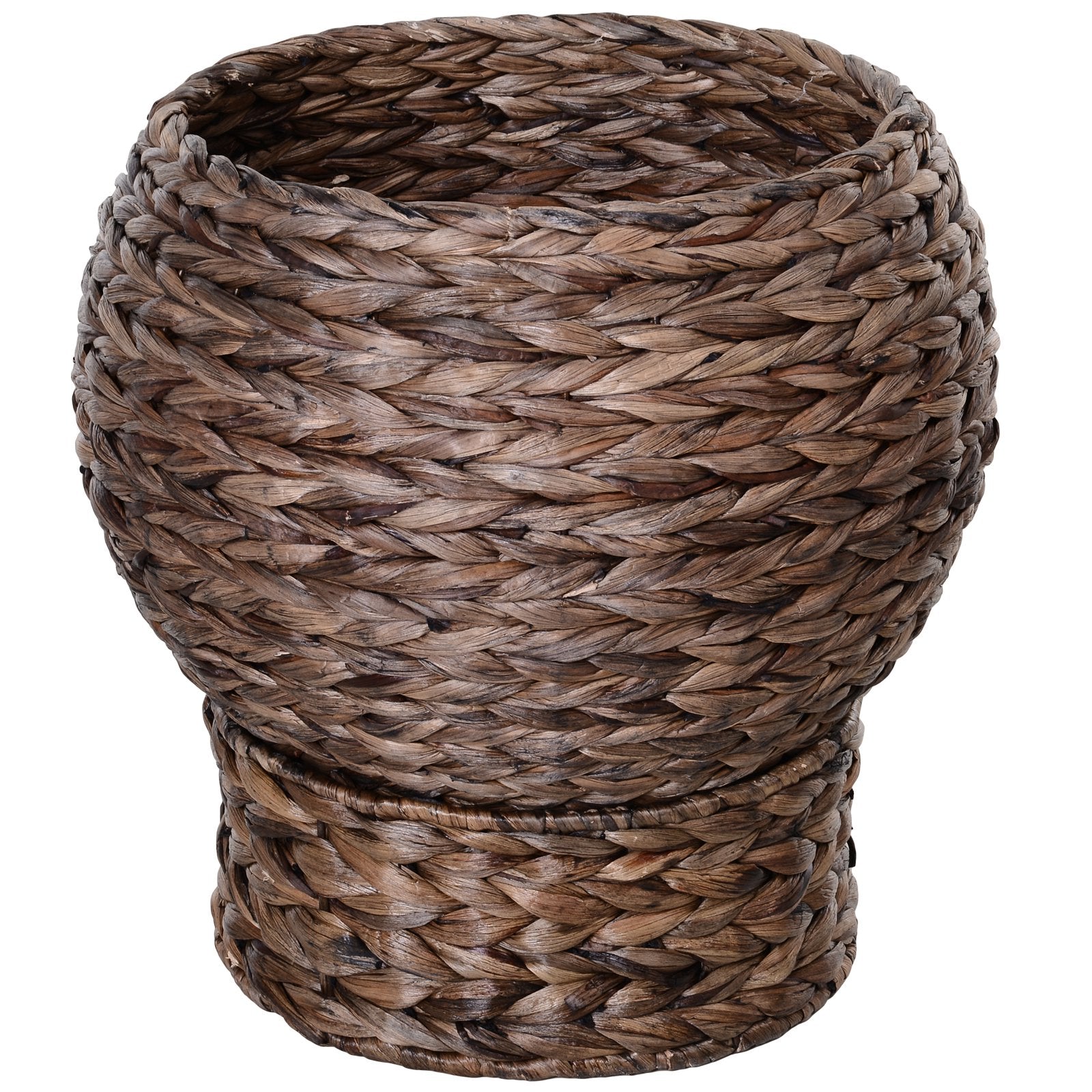 Handwoven Elevated Cat Bed with Rotating Basket and Soft Cushion, Wicker Cat Egg Chair with Stand, Brown - Dark Gray - Image 8