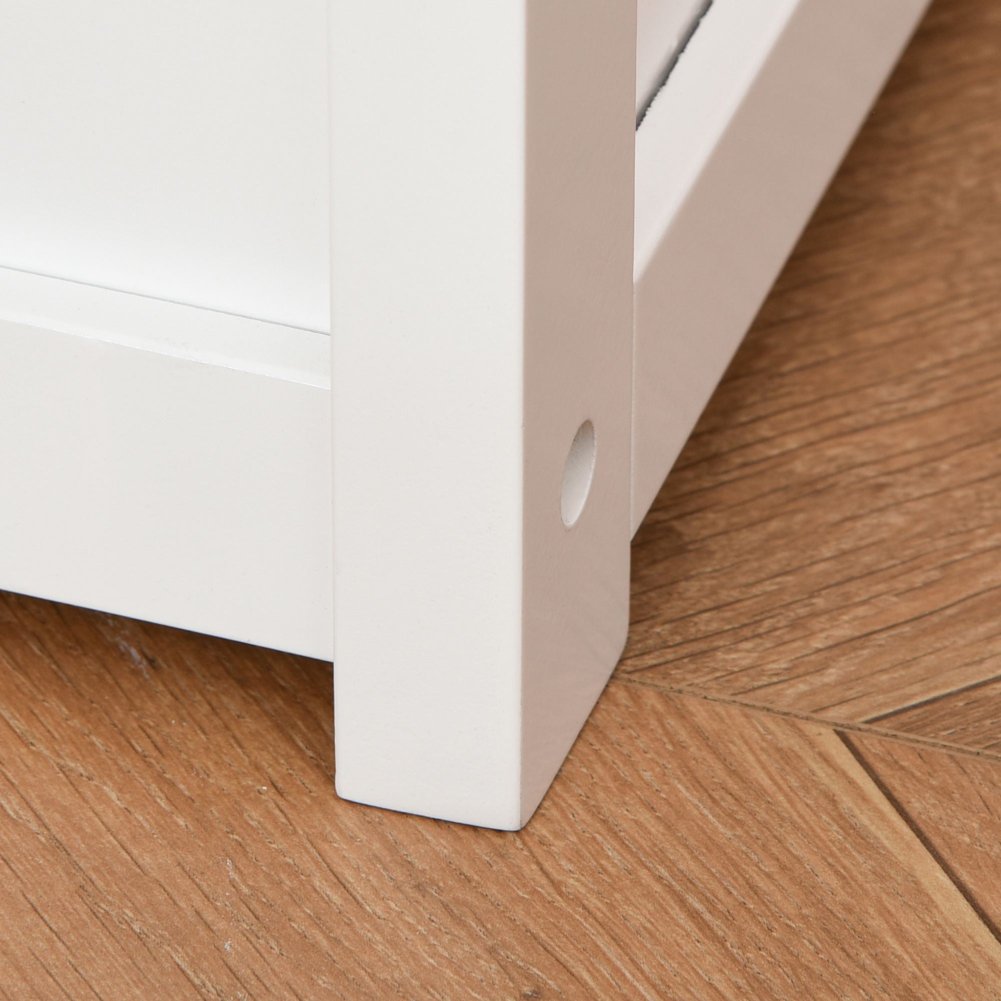 2-in-1 Kids Wooden Toy Organizer Chest Storage Box with Seat Bench Cabinet Chunk Cube with Safety Pneumatic Rod White
