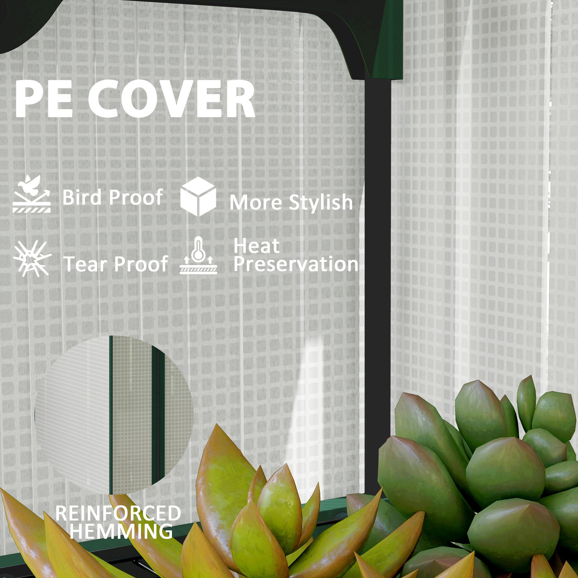 Mini Greenhouse with Screen Roof, 4 Tier Portable Small Greenhouse with High Strength PE Cover, White - White - Image 5