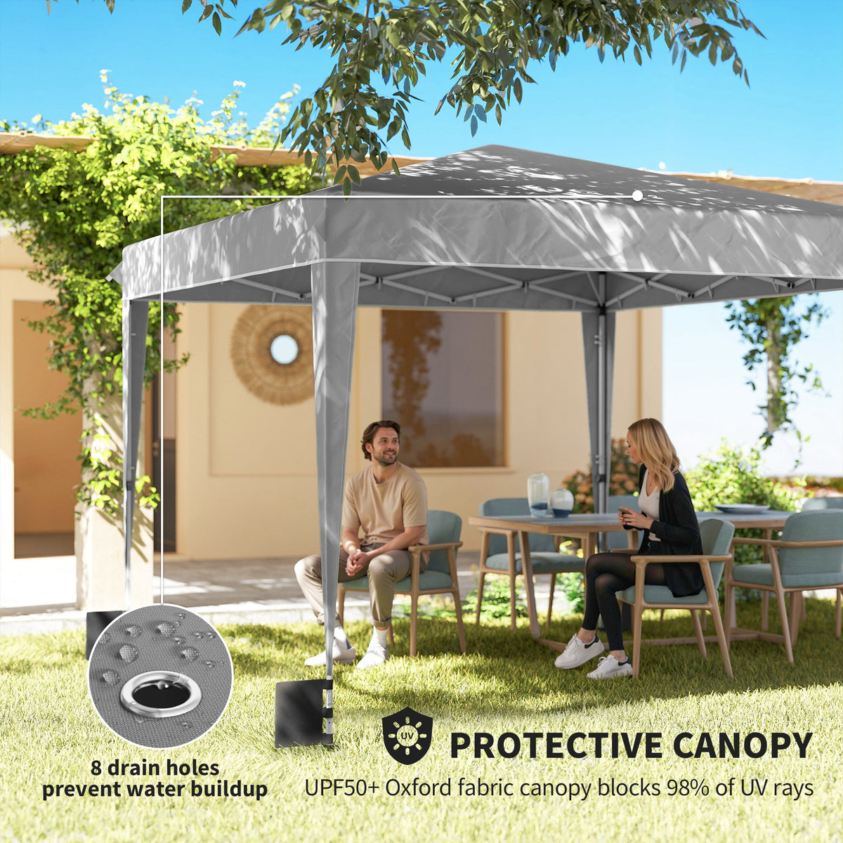 10 x 10 ft Pop Up Canopy Tent with Sidewalls, UPF50+ Outdoor Portable Instant Canopy Shelter with Carry Bag, Light Gray