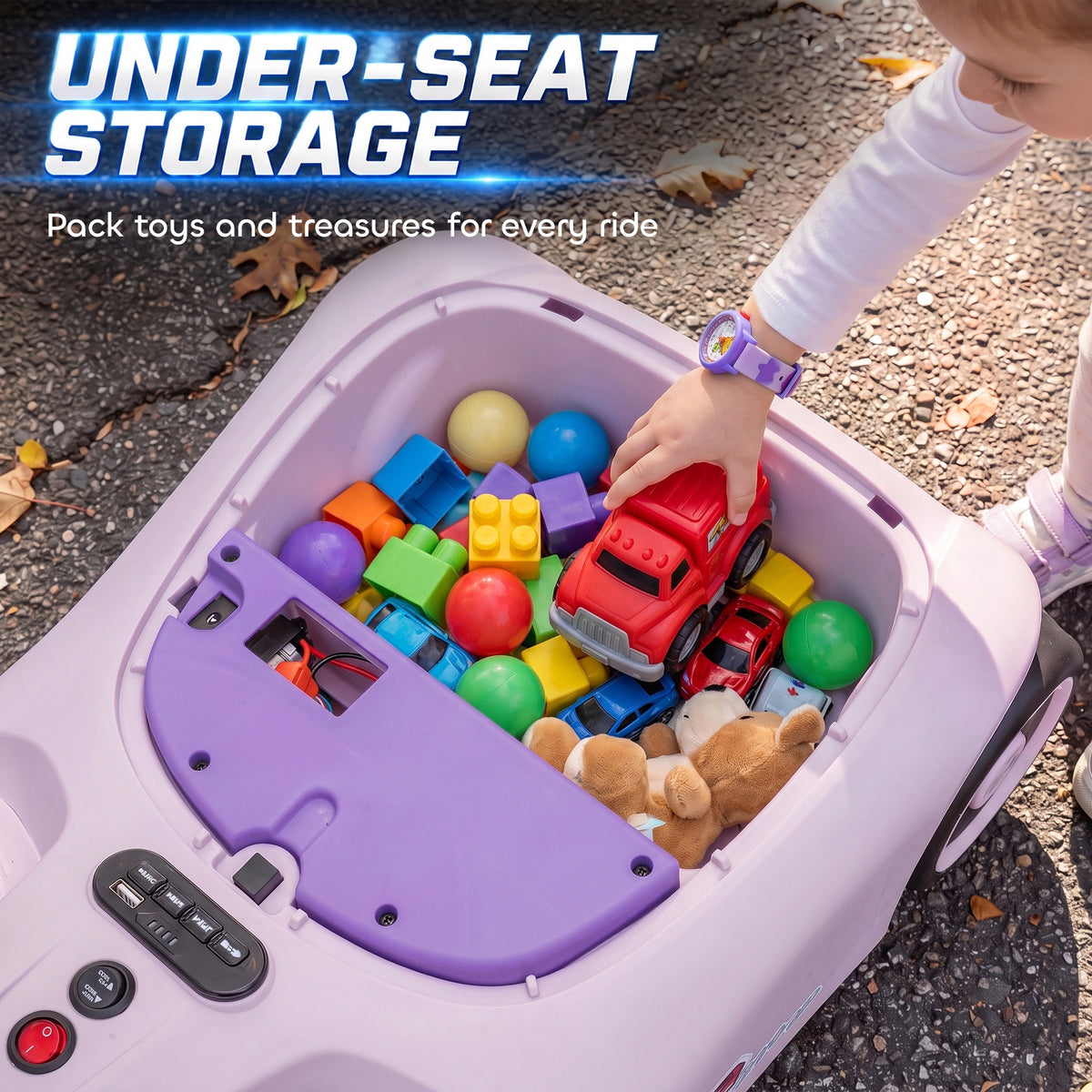 12V Electric Wiggle Car with Pedal, Kids Ride On Car with 2 Speeds, Soft Start, Music, Lights for 3-5 Years, Purple