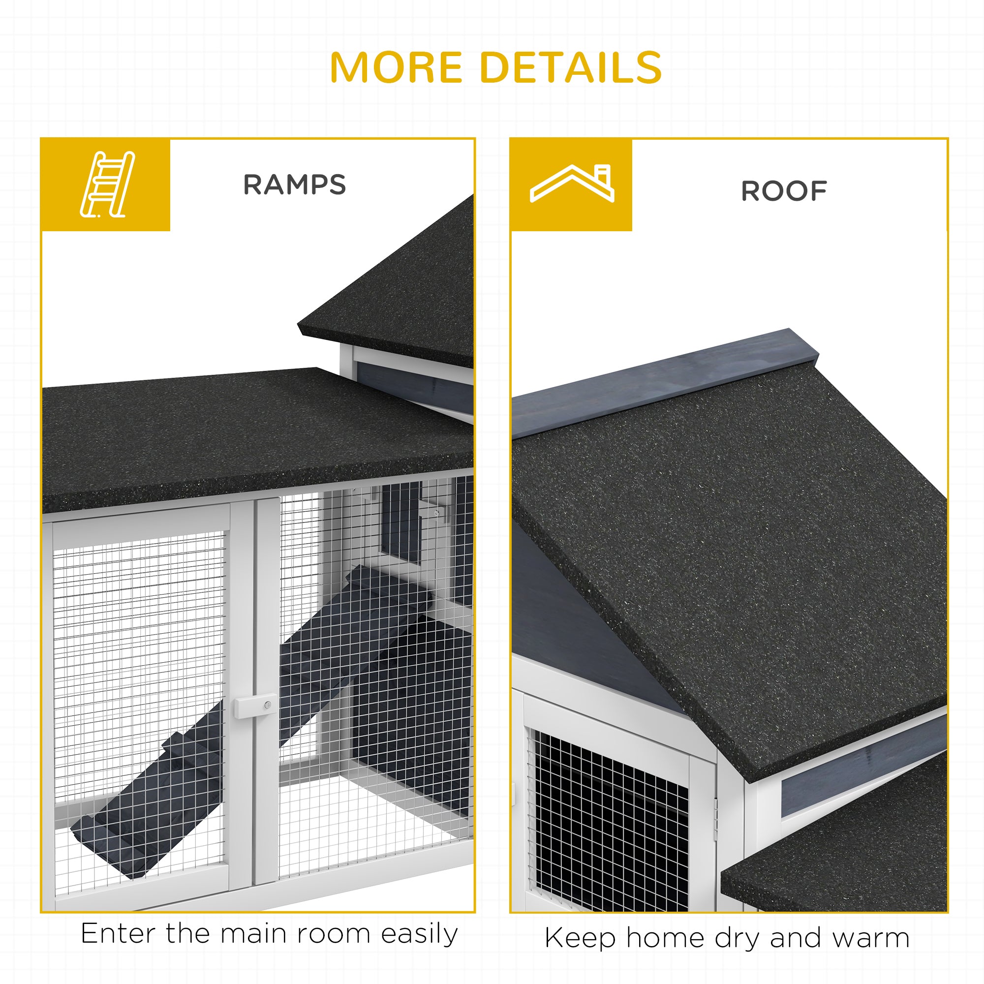 Outdoor Rabbit House 83" 2 Story Deluxe XL Wooden Rabbit Hutch, Big Bunny Cage w/ Ladder and Run, Dark Gray - Dark Gray - Image 7