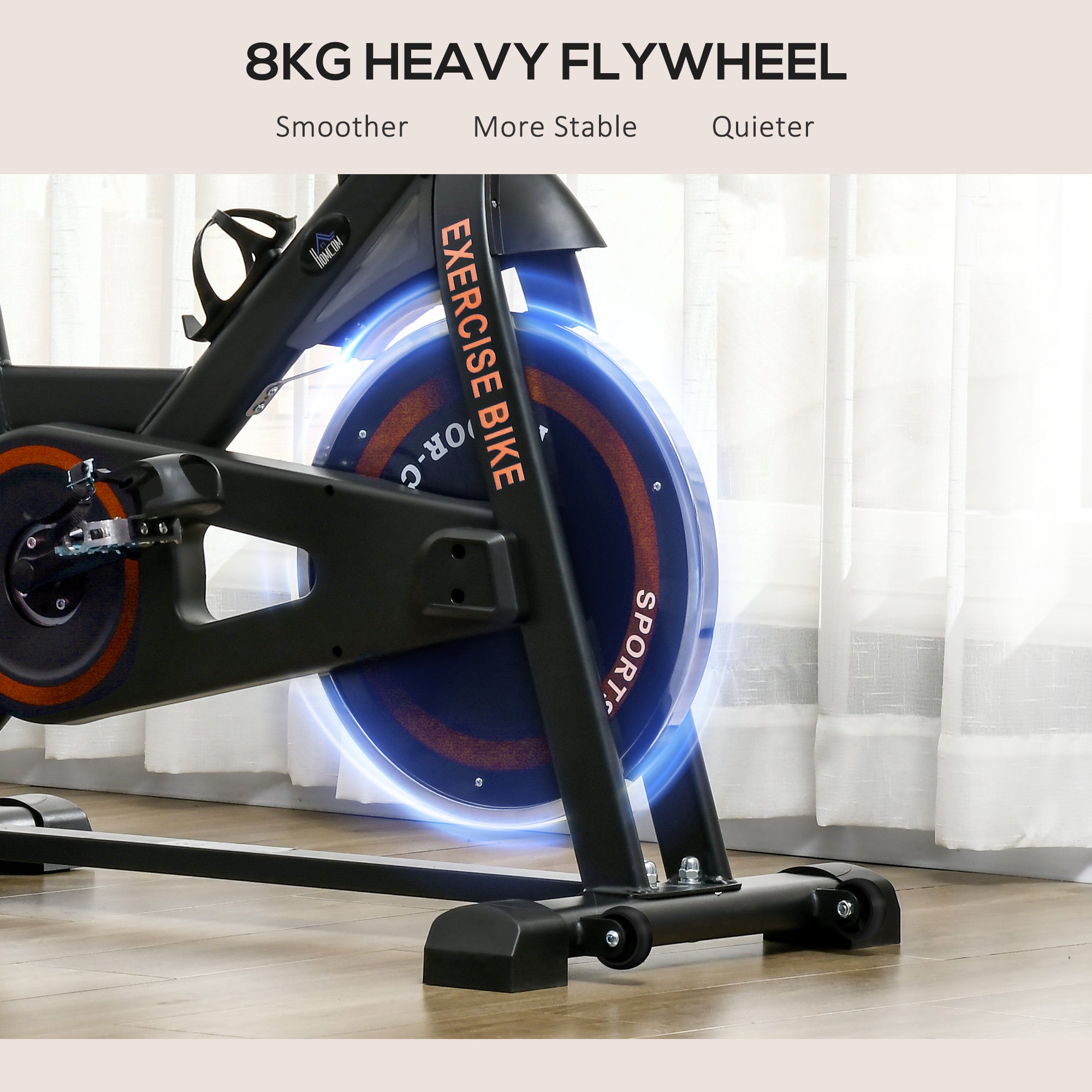 Exercise Bike, Flywheel Indoor Stationary Bike, Adjustable Height and Resistance, with LCD Monitor, Comfortable Seat Cushion, 264 lbs Capacity, Black and Red