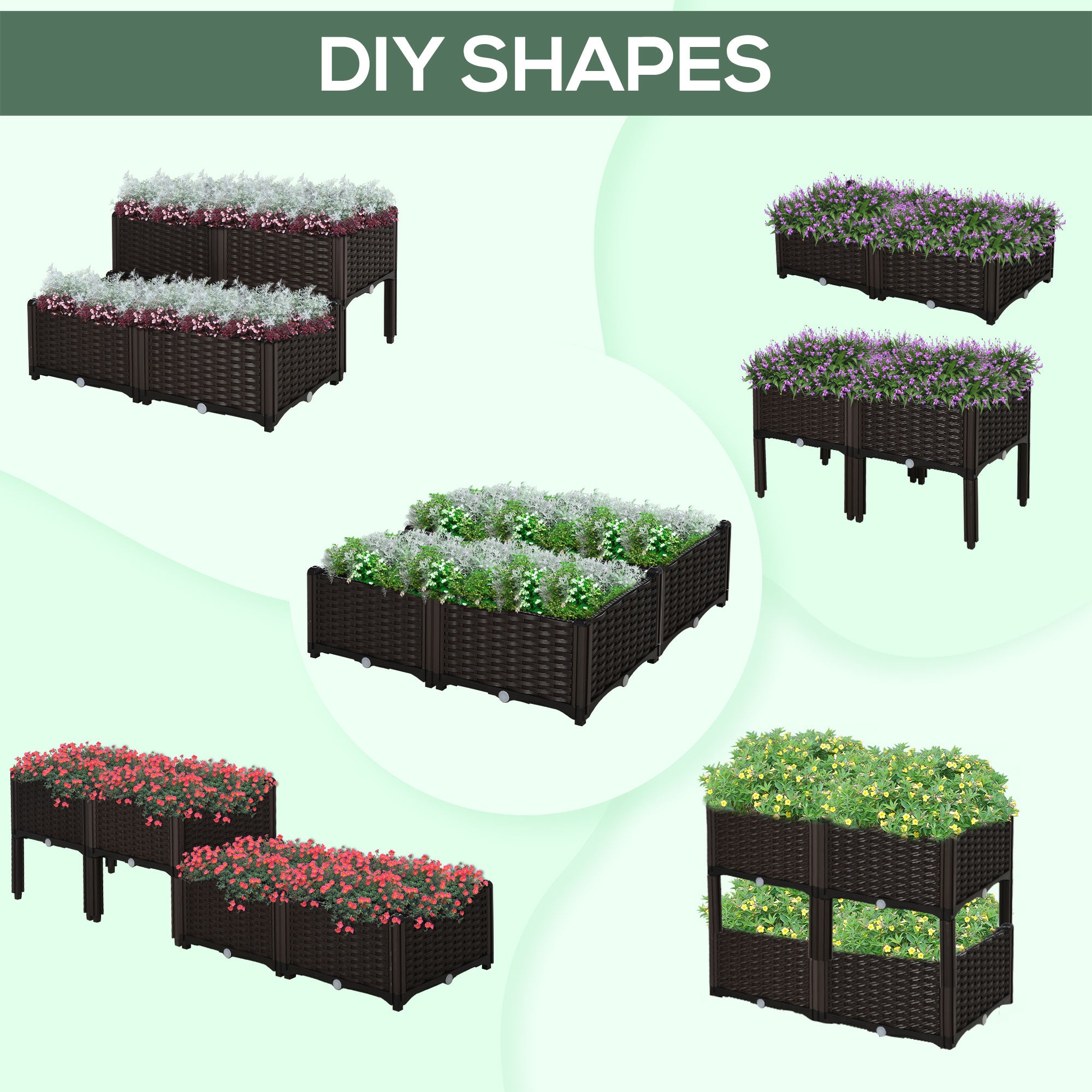 4 Piece Raised Garden Bed with Legs, Planter Box Raised Bed to Grow Flowers, Herbs & Vegetables, Brown - Brown - Image 8