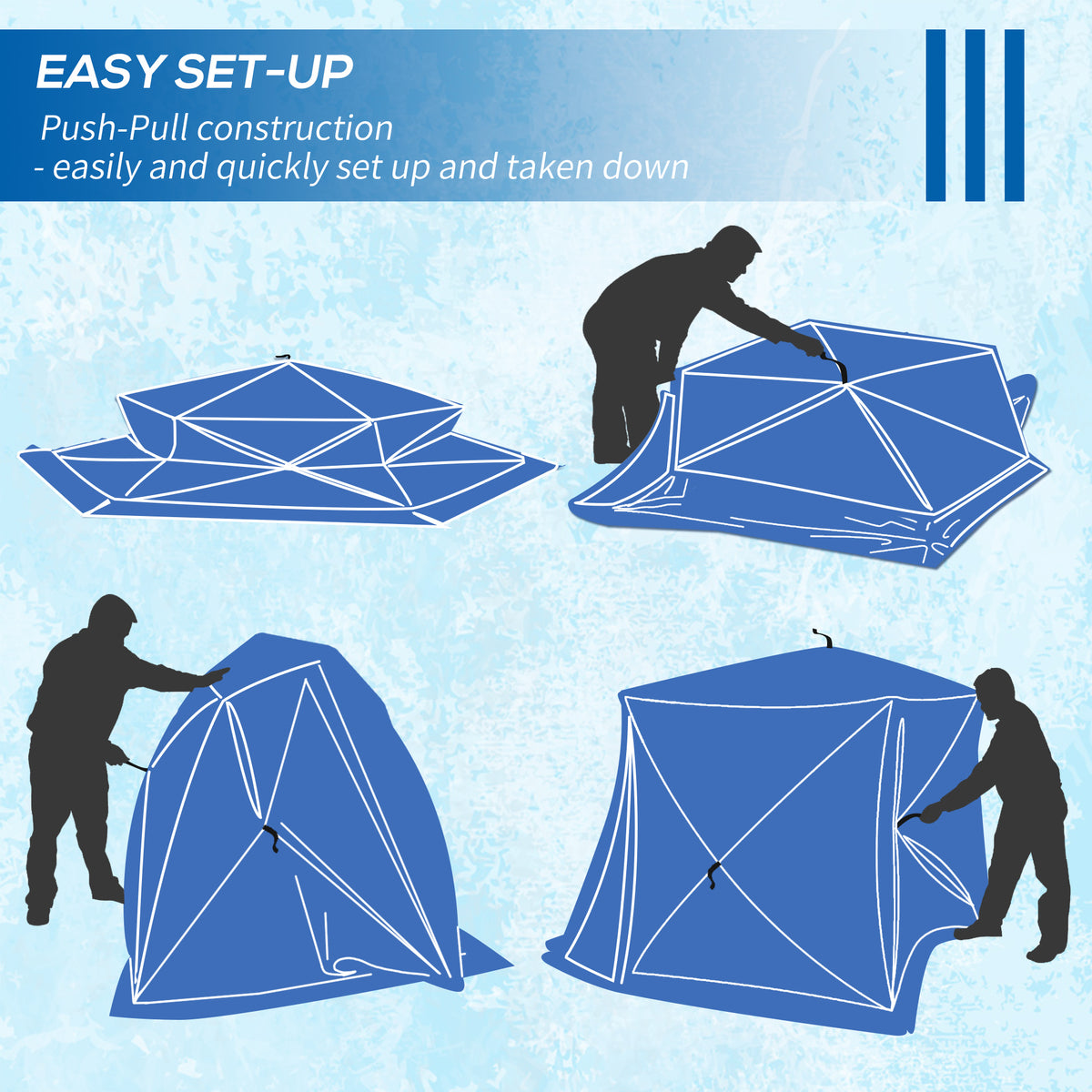 4 Person Insulated Pop-Up Ice Fishing Shelter, 360-Degree View, Portable Ice Fishing Tent Shanty with Carry Bag, Two Doors and Anchors for Low-Temp -22℉, Black and Orange